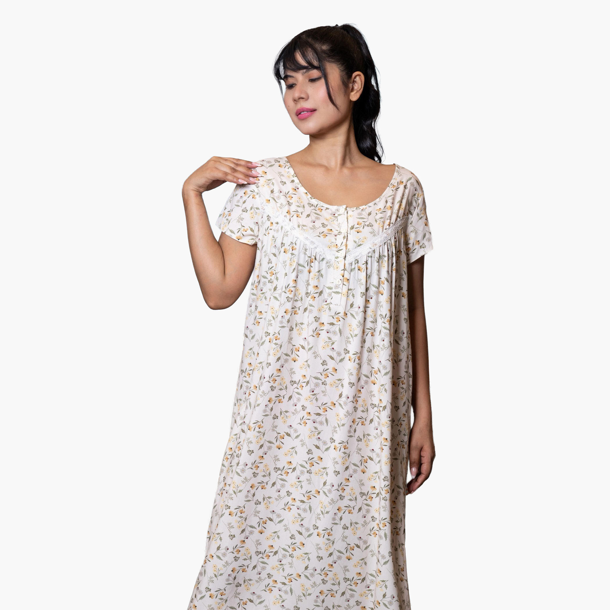 فستان نوم بأكمام قصيرة وطبعات من آدارايا-women-clothing-nightwear-nighties-image-17