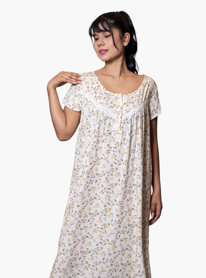 فستان نوم بأكمام قصيرة وطبعات من آدارايا-women-clothing-nightwear-nighties-image-17