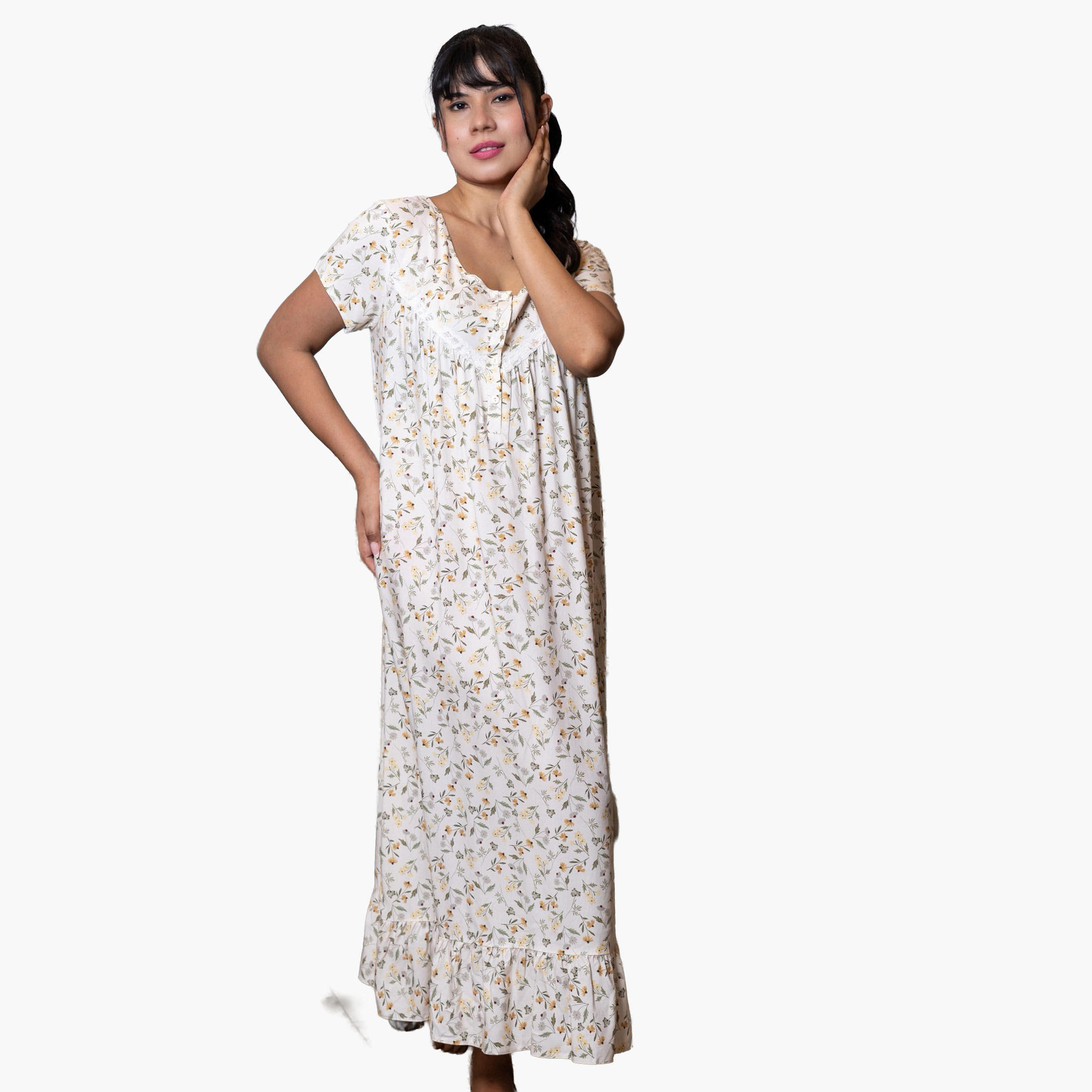 فستان نوم بأكمام قصيرة وطبعات من آدارايا-women-clothing-nightwear-nighties-image-20