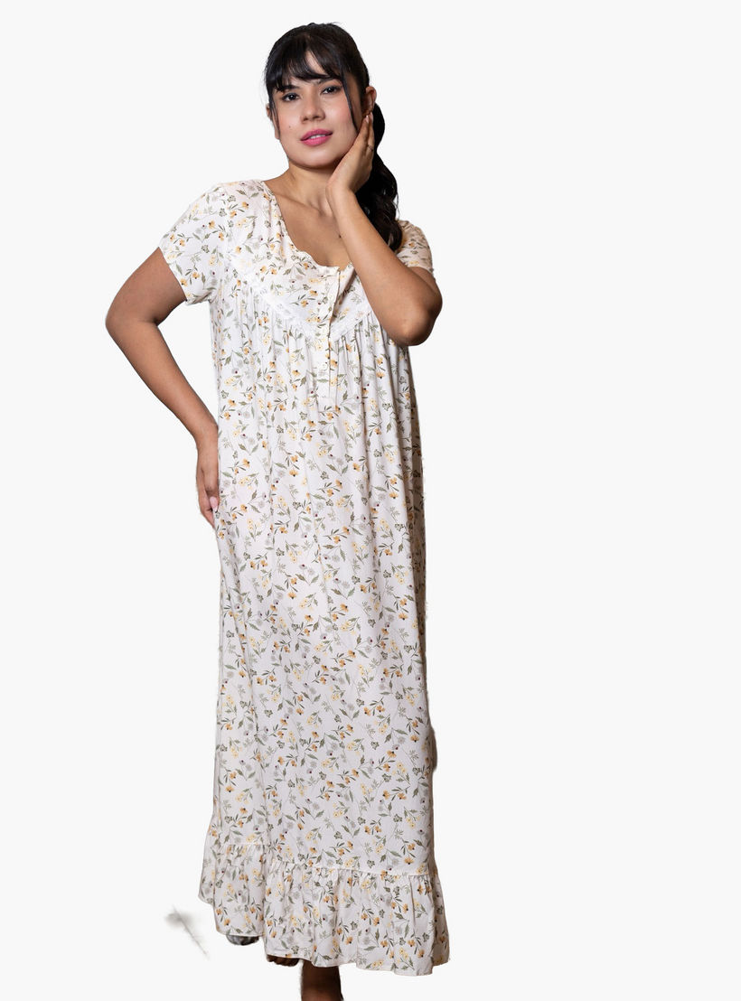 فستان نوم بأكمام قصيرة وطبعات من آدارايا-women-clothing-nightwear-nighties-image-20