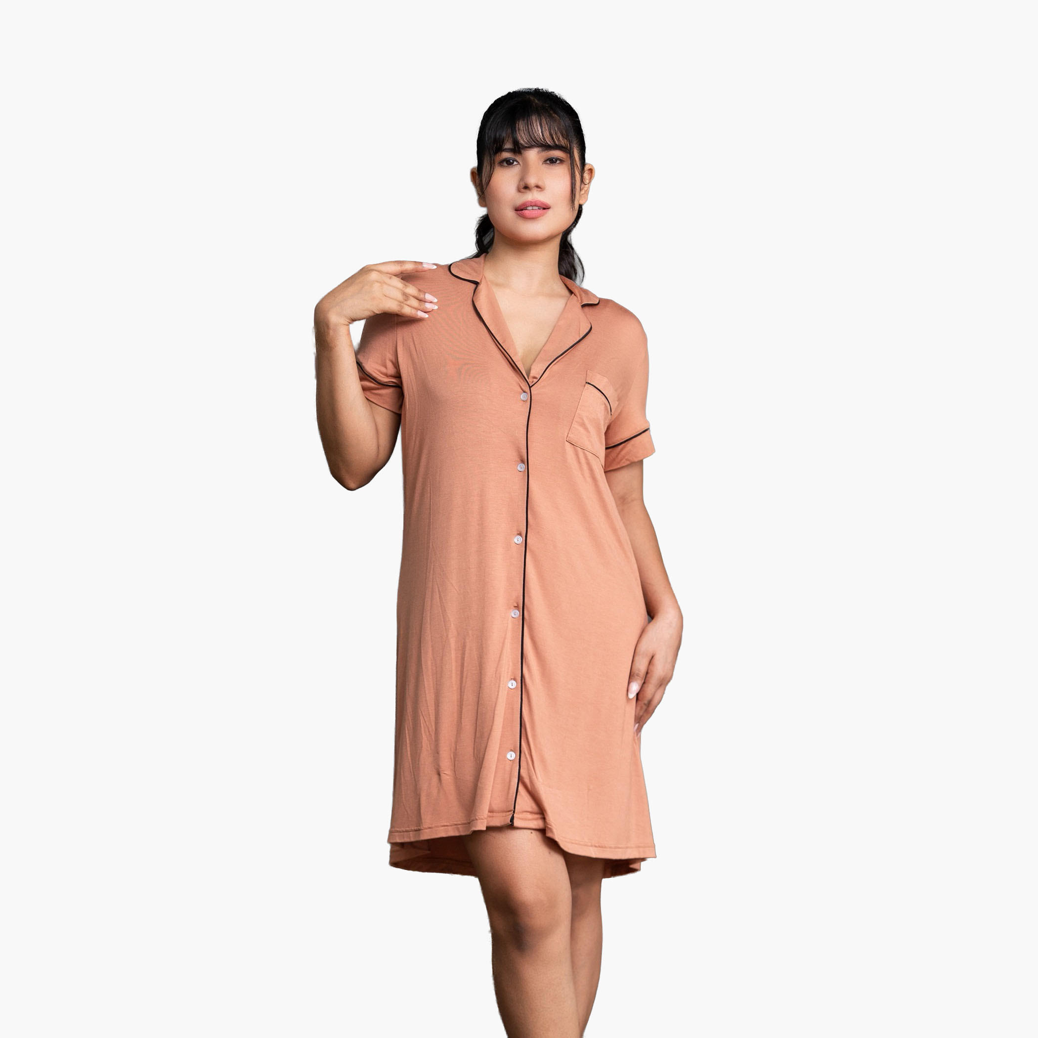 قميص نوم قصير بأكمام قصيرة من آدارايا-women-clothing-nightwear-nighties-image-1