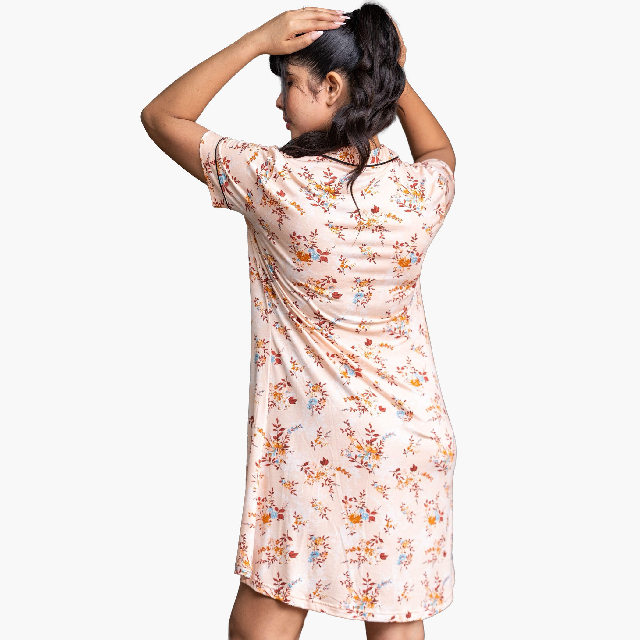 Aadaraya Short Sleepshirt Short Sleeves Floral Print-women-clothing-nightwear-nighties-image-2