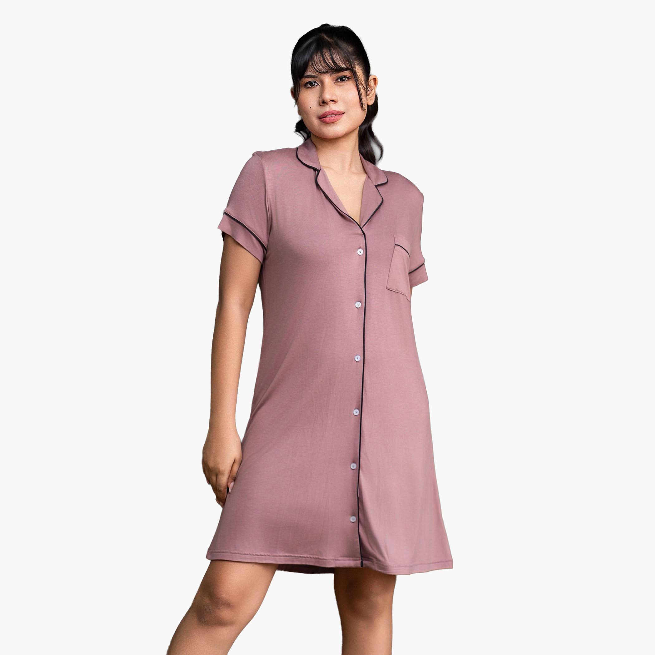 Aadaraya Short Sleepshirt Short Sleeves-women-clothing-nightwear-nighties-image-1