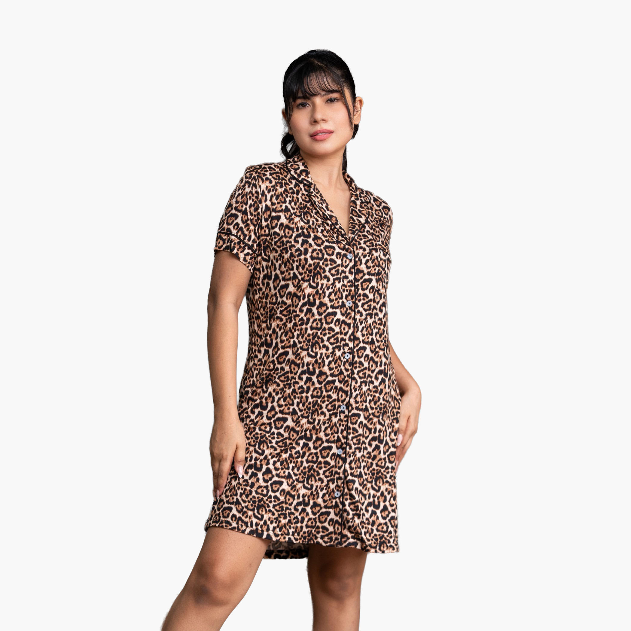 Aadaraya Short Sleepshirt Short Sleeves Animal Print-women-clothing-nightwear-nighties-image-2