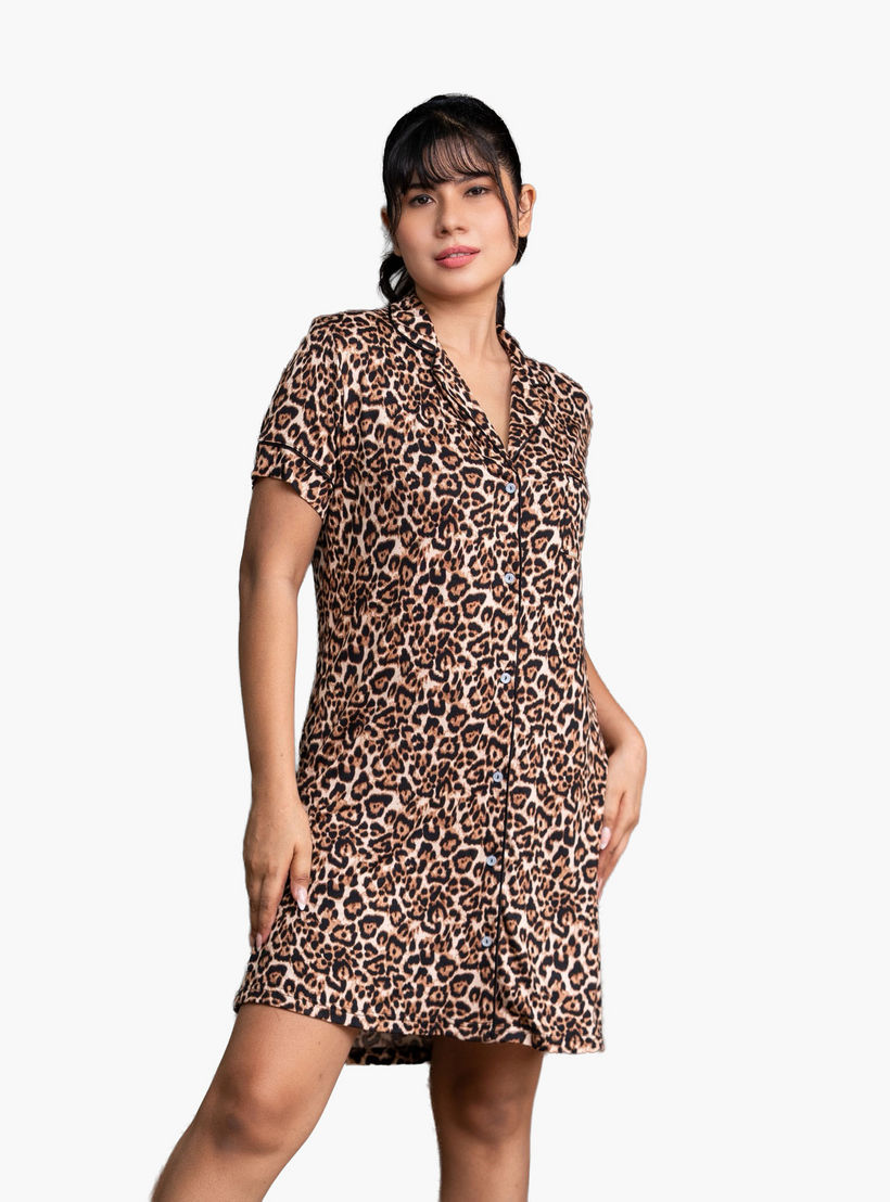 قميص نوم قصير بأكمام قصيرة وطبعات من آدارايا-women-clothing-nightwear-nighties-image-2