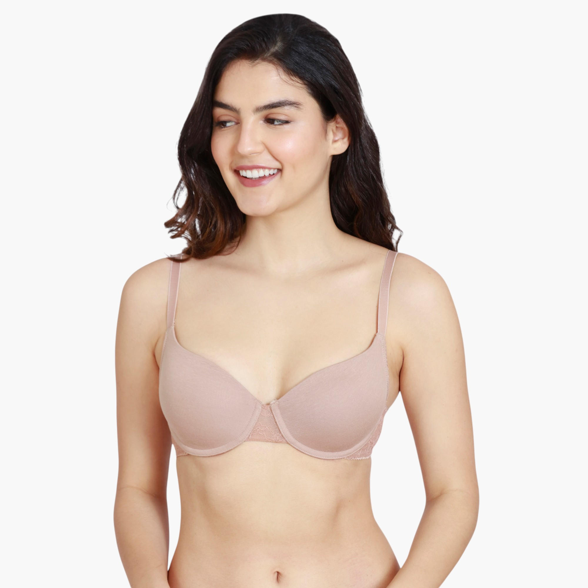 Zivame Lace Panel Padded Demi Bra-women-clothing-lingerie-bras-image-1