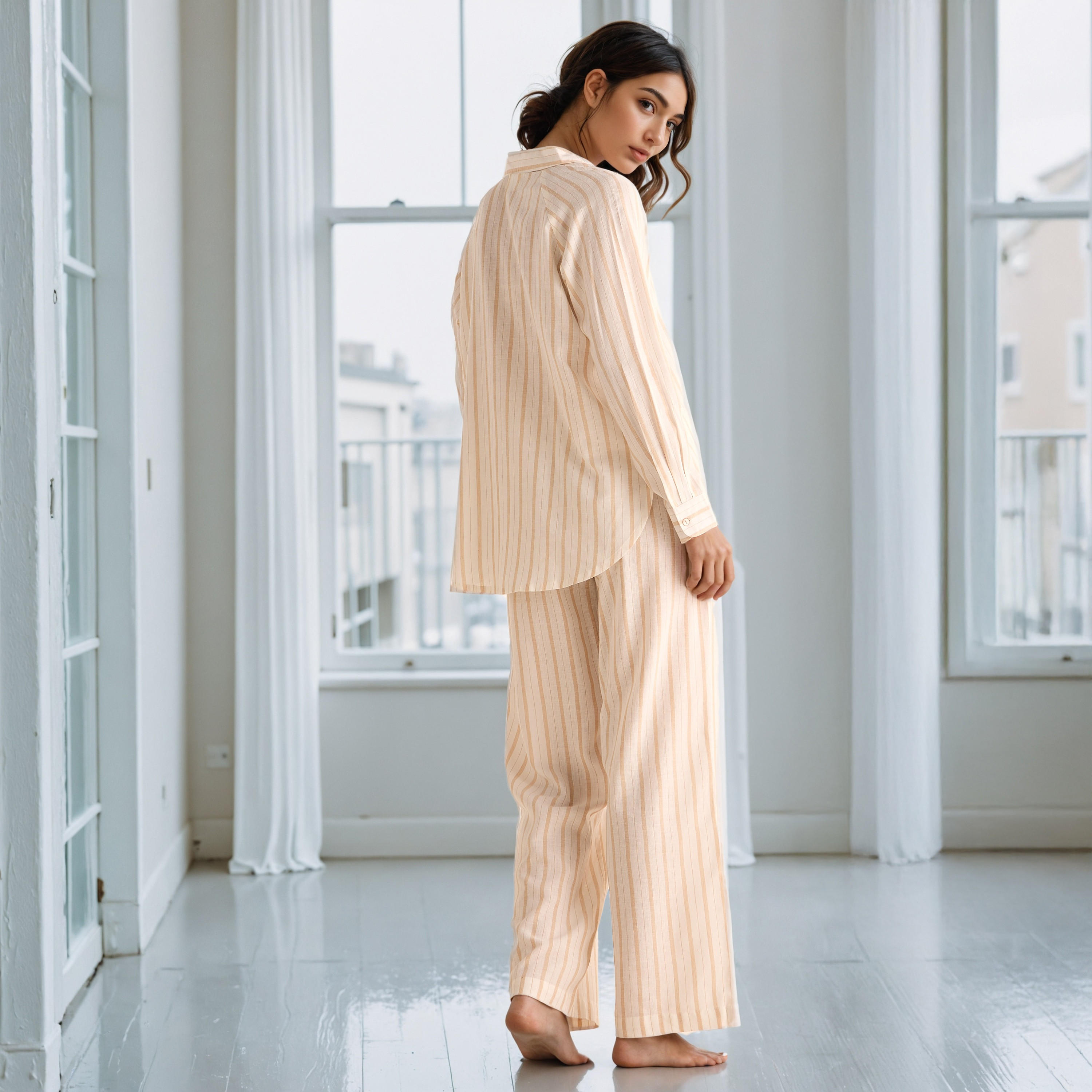 طقم بيجاما بنطلون وقميص بأزرار-women-clothing-nightwear-pyjamas-longsets-image-2