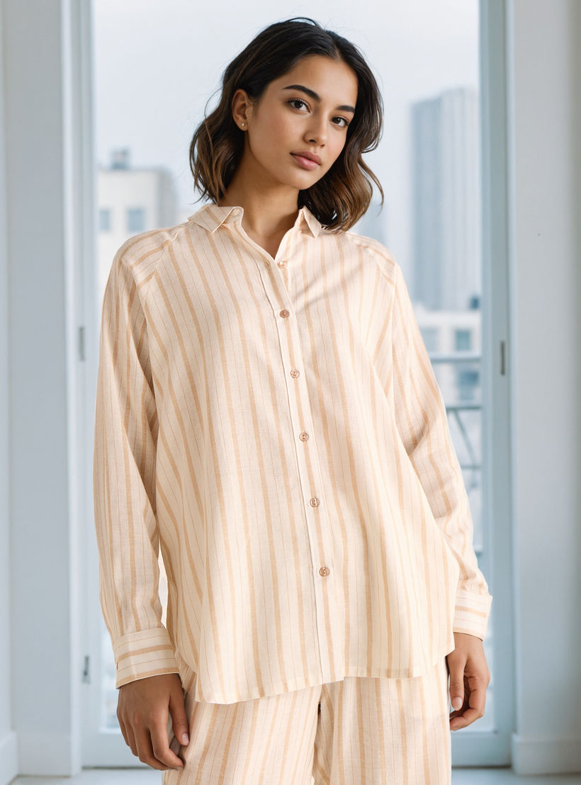 طقم بيجاما بنطلون وقميص بأزرار-women-clothing-nightwear-pyjamas-longsets-image-3