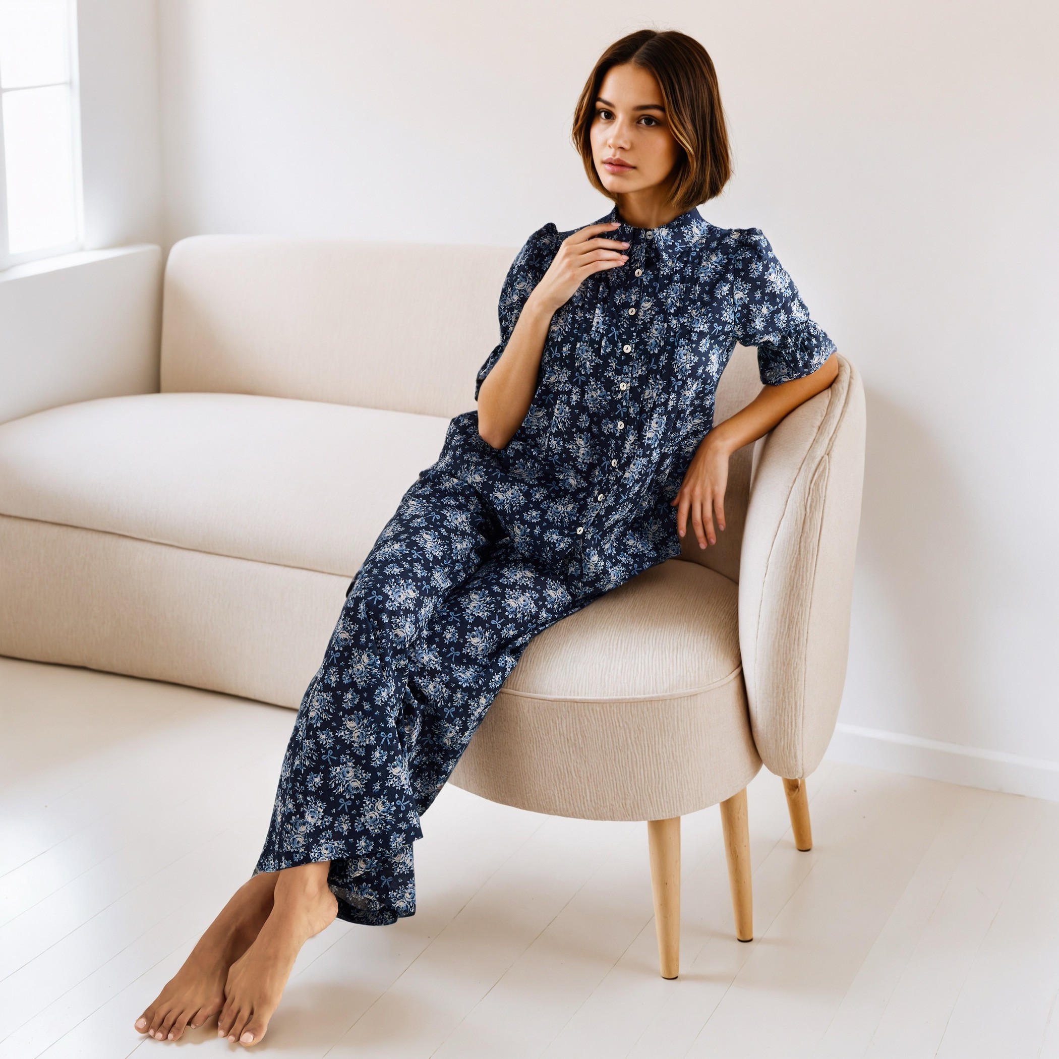 طقم بيجاما كامبريك بطبعات-women-clothing-nightwear-pyjamas-longsets-image-5