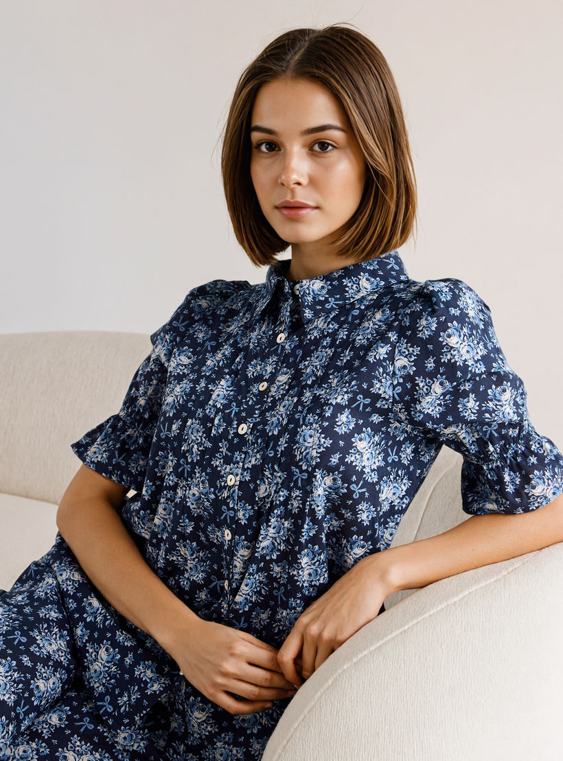 طقم بيجاما كامبريك بطبعات-women-clothing-nightwear-pyjamas-longsets-image-4