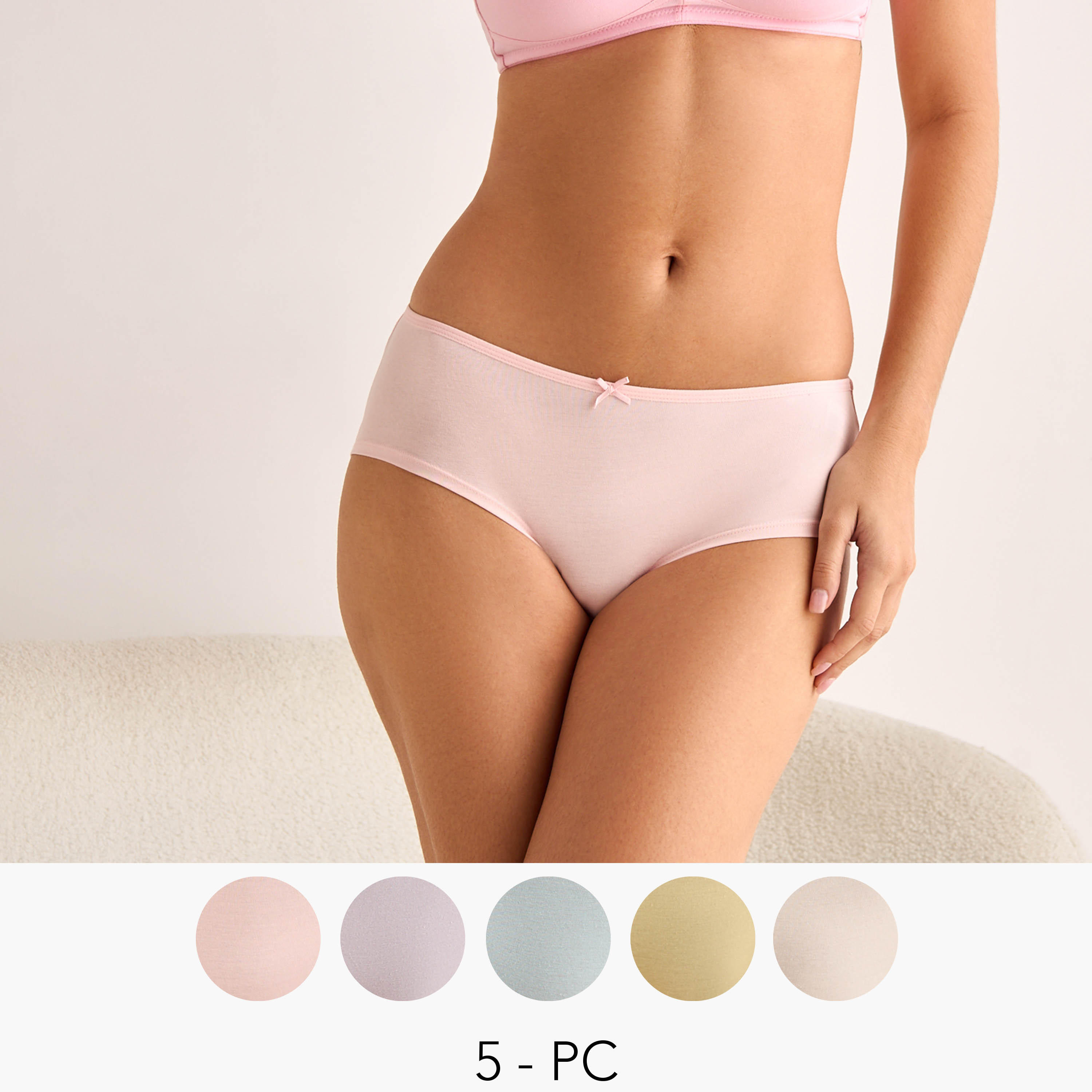 Set of 5 - Splash Intimates Hipster Briefs with Bow Detail-women-clothing-lingerie-panties-image-1