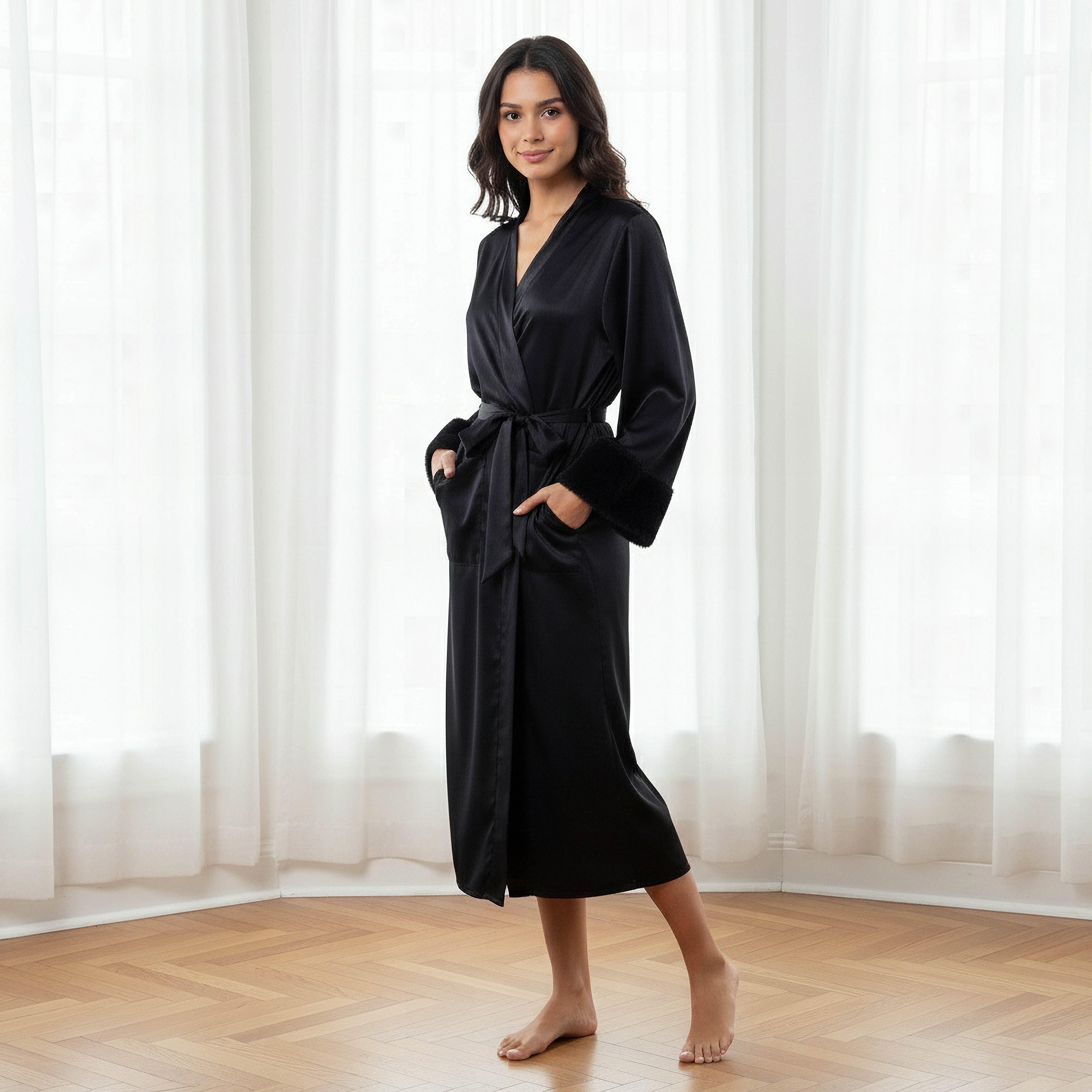 Robe Midi Length with Belt-women-clothing-nightwear-robes-image-2
