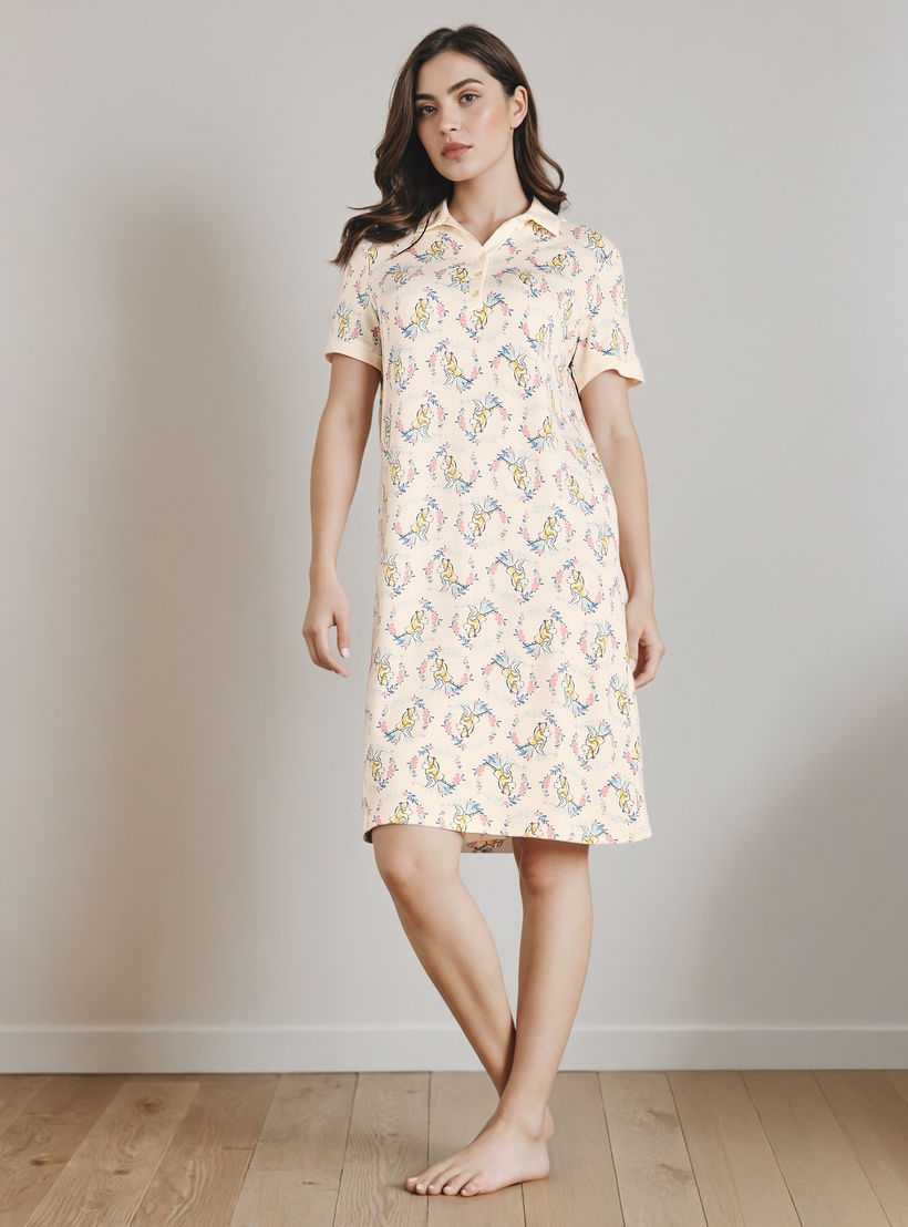 فستان نوم بياقة عادية-women-clothing-nightwear-nighties-image-4