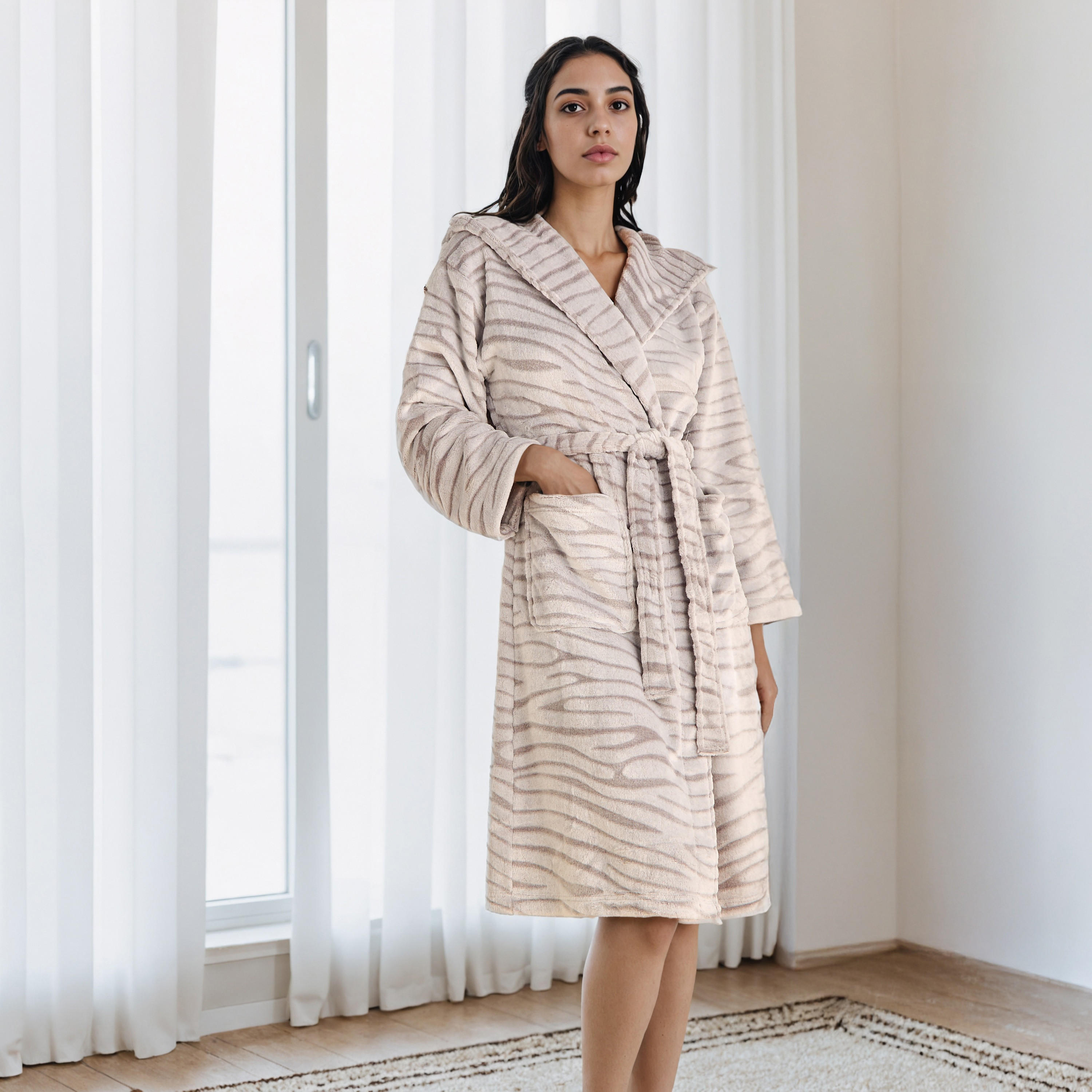 Animal Print Hooded Night Robe with Pockets-women-clothing-nightwear-robes-image-5