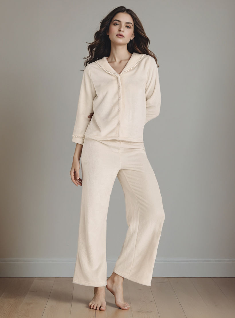 طقم بيجاما بارز الملمس-women-clothing-nightwear-pyjamas-longsets-image-1