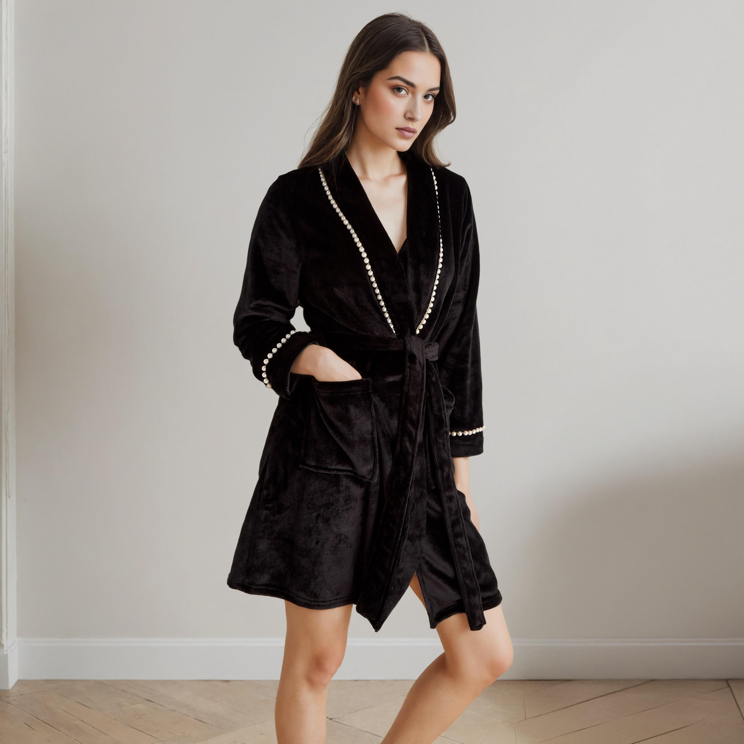 Plush Pearl Trim Night Robe-women-clothing-nightwear-robes-image-2
