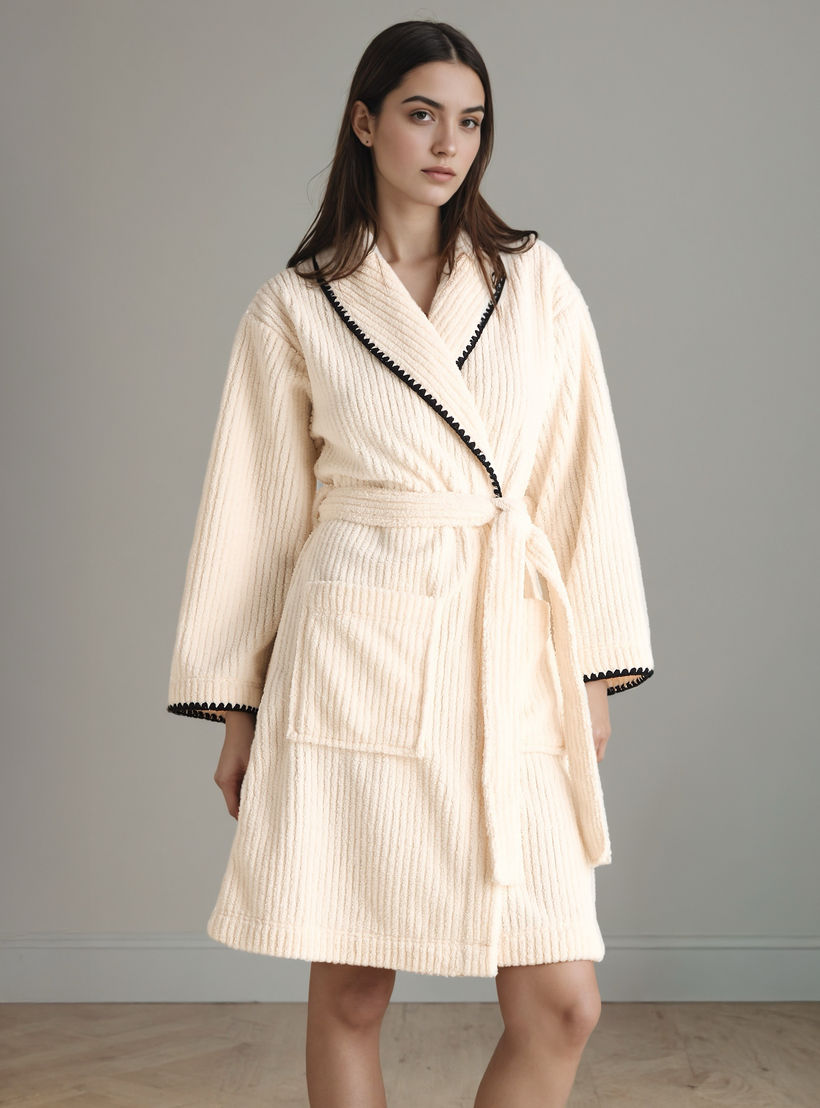 Robe Knee Length Polyester with Tie Belt-women-clothing-nightwear-robes-image-2