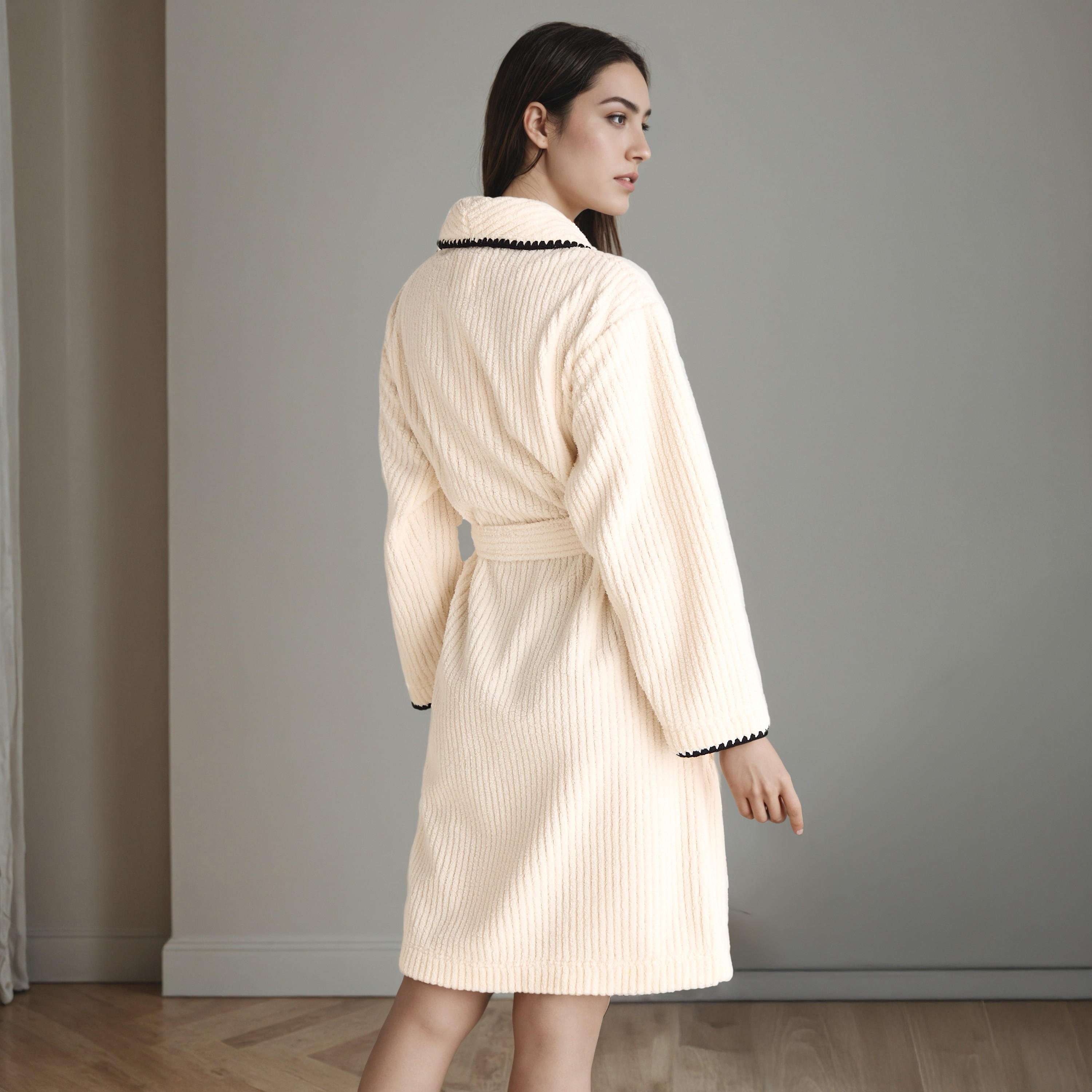 Robe Knee Length Polyester with Tie Belt-women-clothing-nightwear-robes-image-3