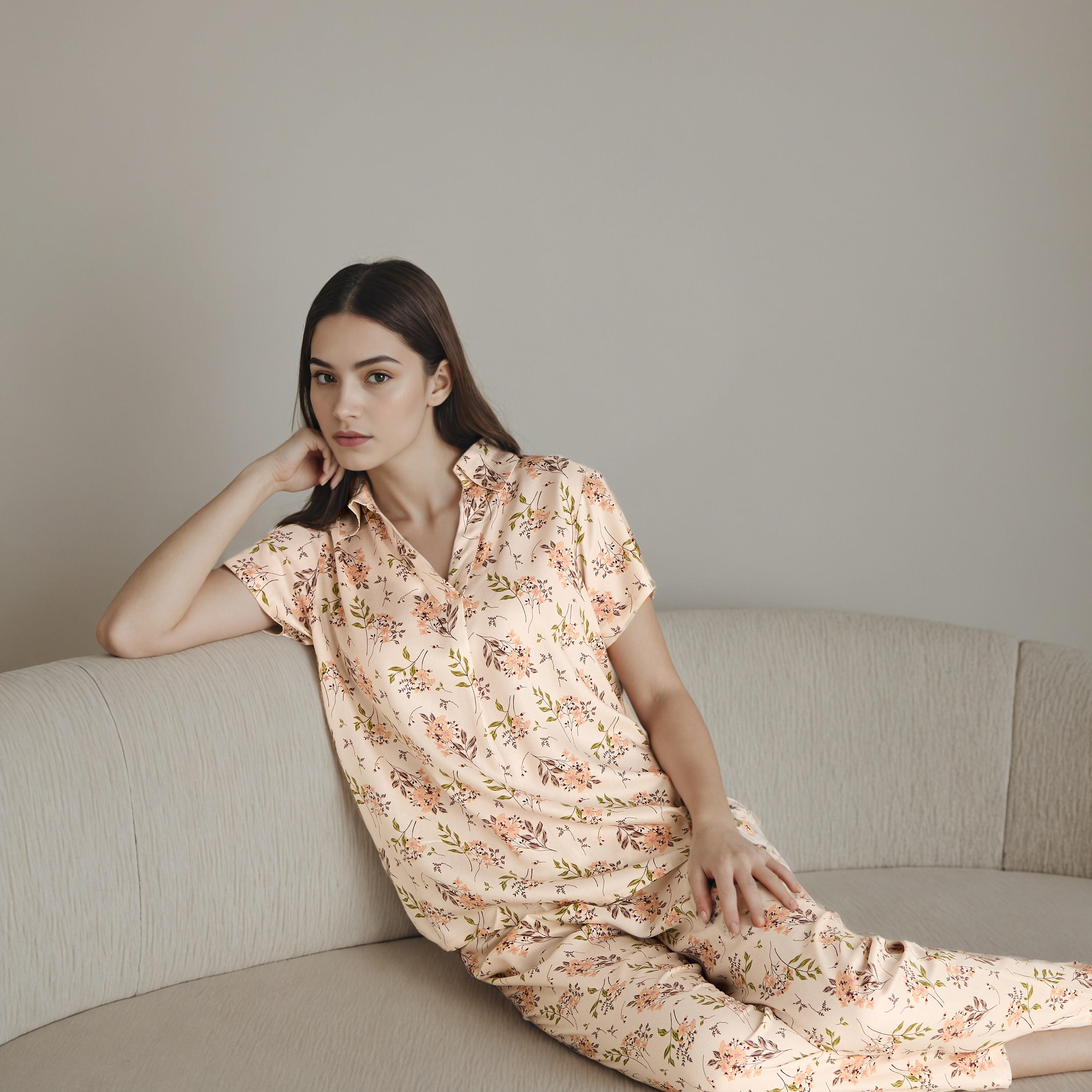 Floral Print Top with Pyjama and Eye Mask Set-women-clothing-nightwear-pyjamas-longsets-image-1