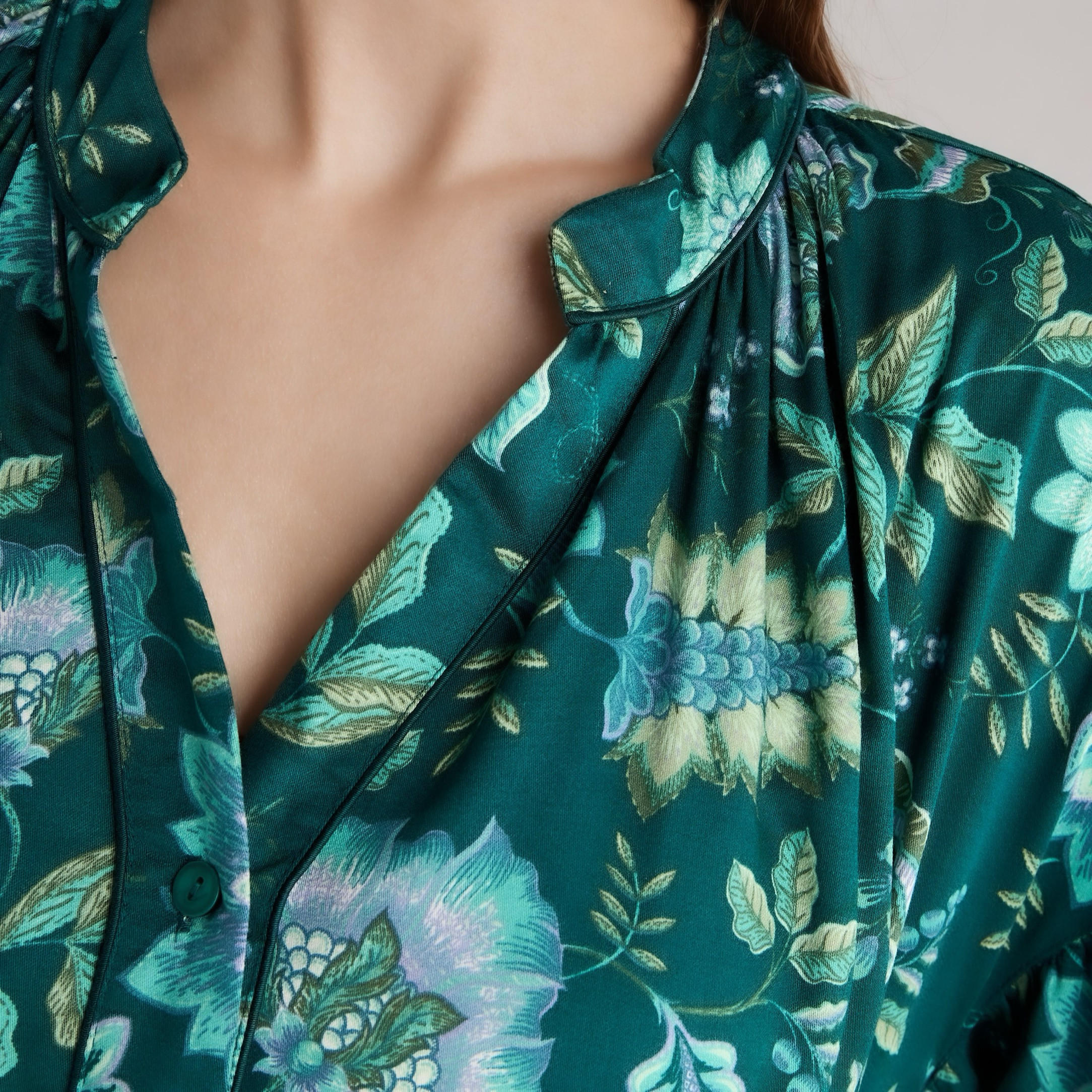 Floral Print Collared Viscose Night Dress-women-clothing-nightwear-nighties-image-4