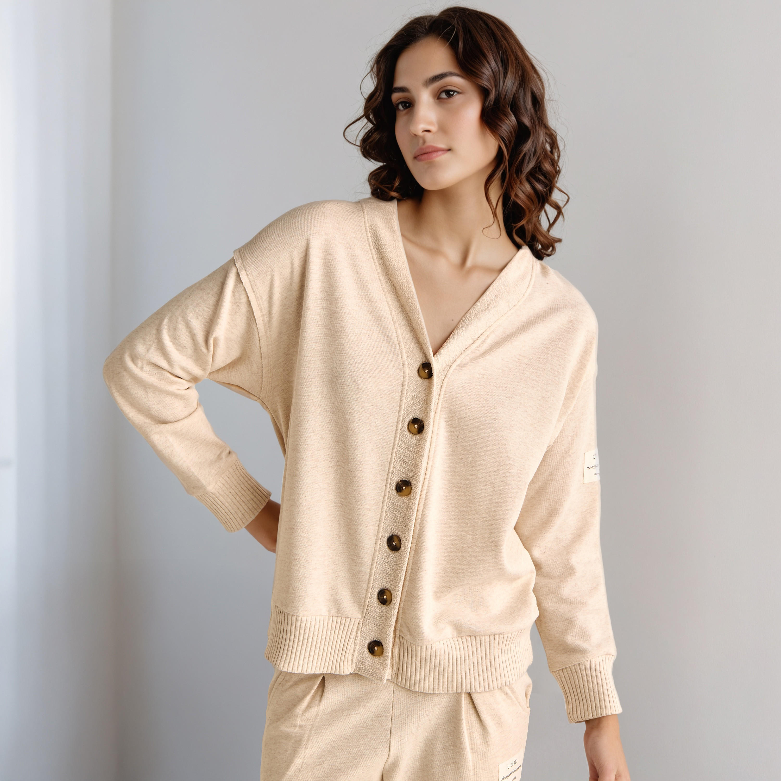 Pyjama Set Button-Down Cardigan Shirt & Trousers-women-clothing-nightwear-pyjamas-longsets-image-2