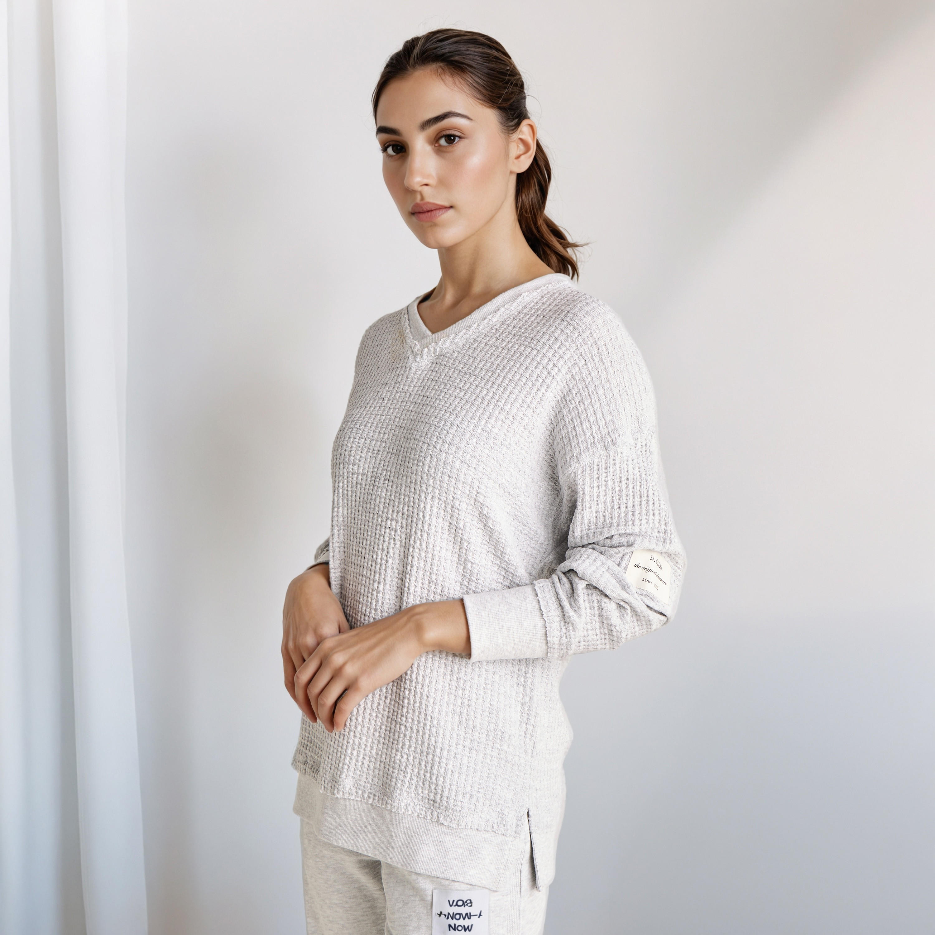 Pyjama Set Textured Sweatshirt & Pants-women-clothing-nightwear-pyjamas-longsets-image-2