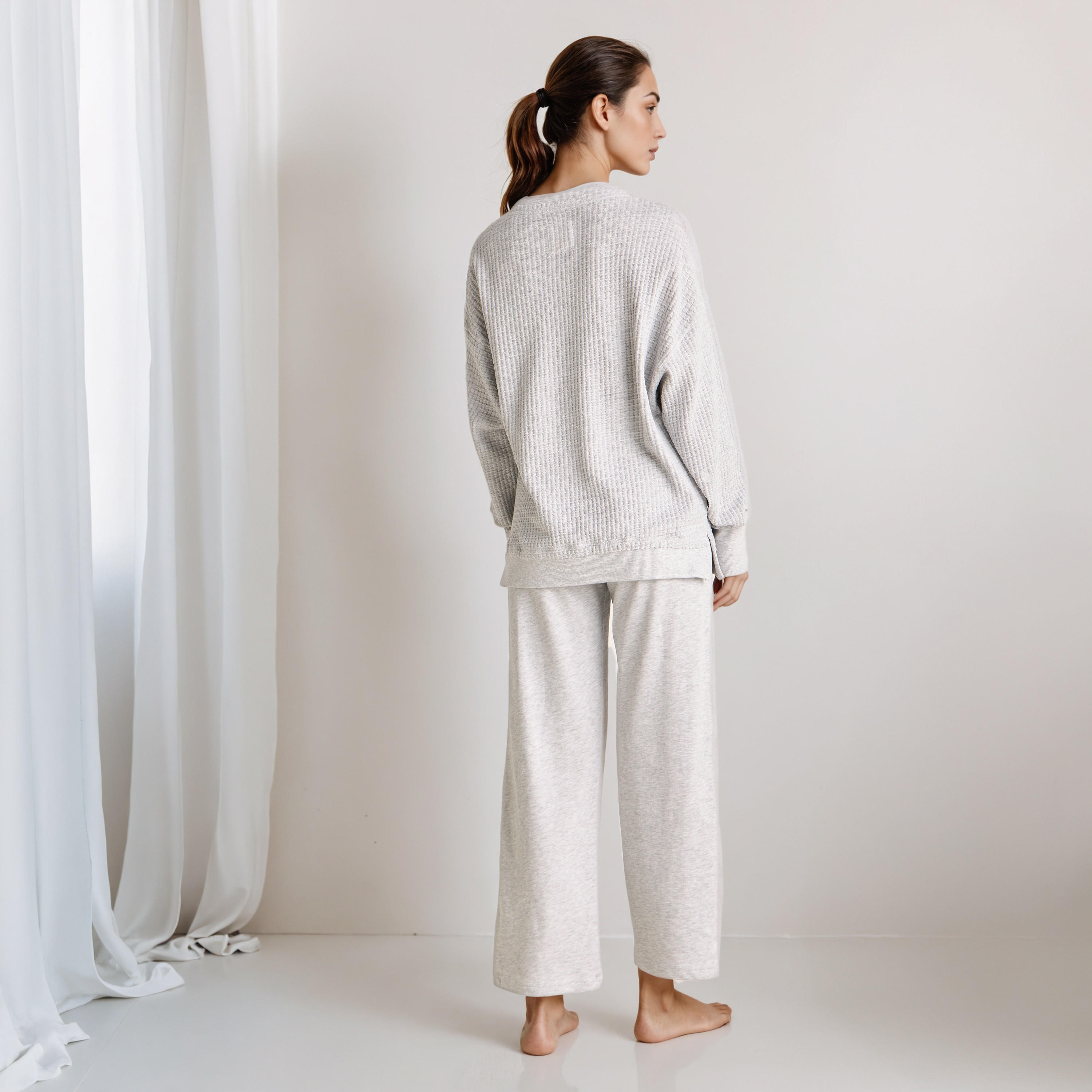 Pyjama Set Textured Sweatshirt & Pants-women-clothing-nightwear-pyjamas-longsets-image-4
