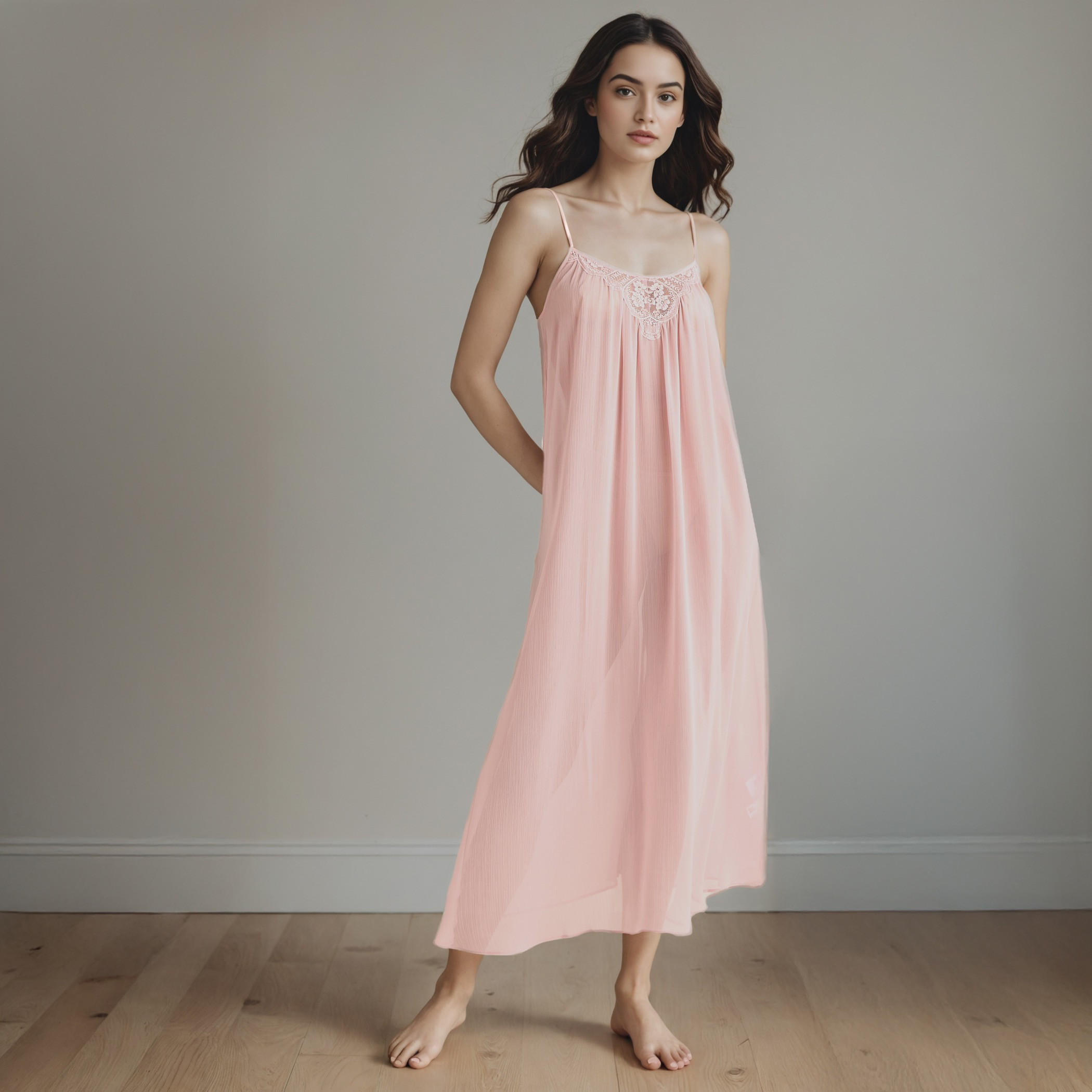 Lace Accent Sleeveless Night Dress-women-clothing-nightwear-nighties-image-2