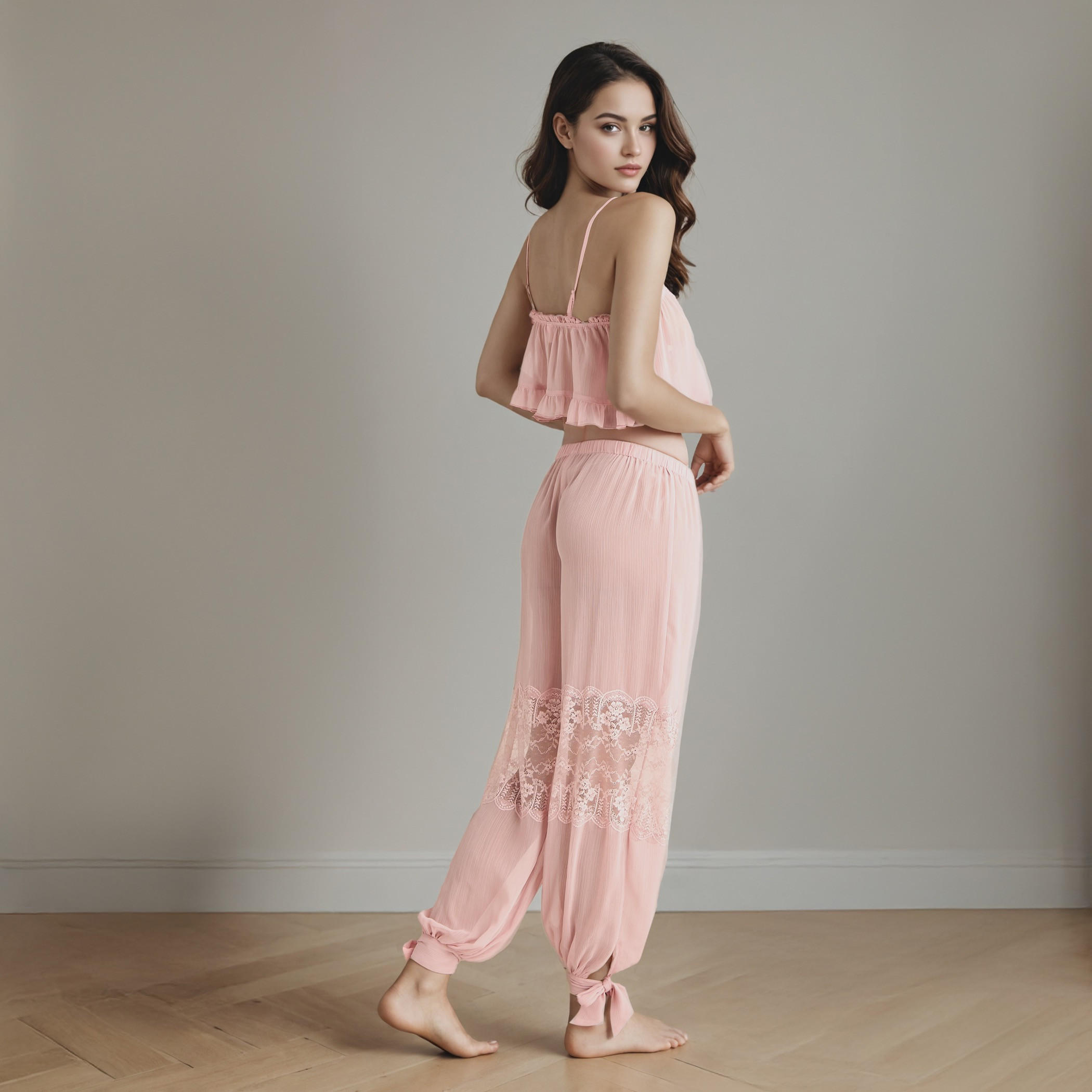 Lace Accent Sleeveless Camisole Top and Pyjama Set-women-clothing-nightwear-pyjamas-longsets-image-1