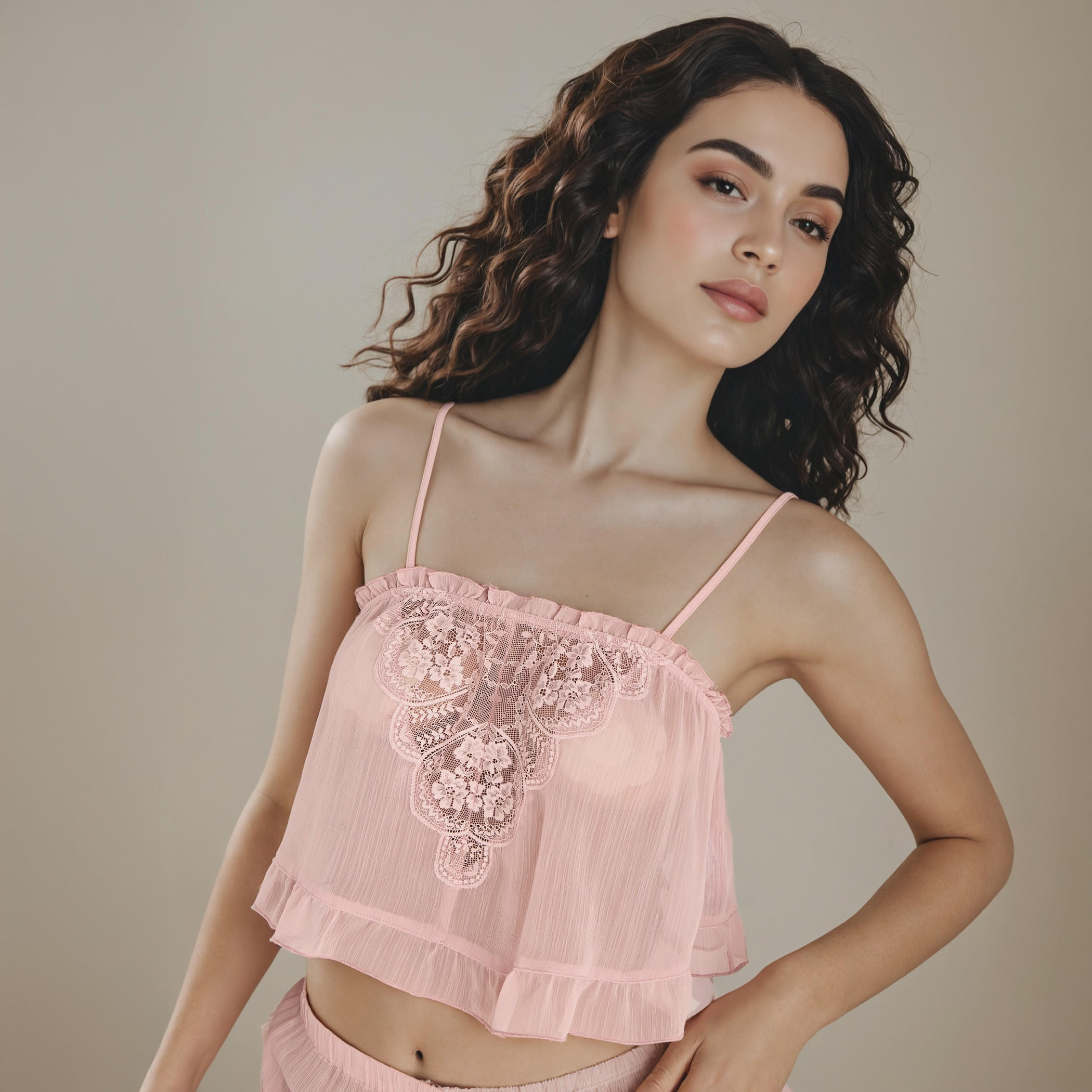 Lace Accent Sleeveless Camisole Top and Pyjama Set-women-clothing-nightwear-pyjamas-longsets-image-2