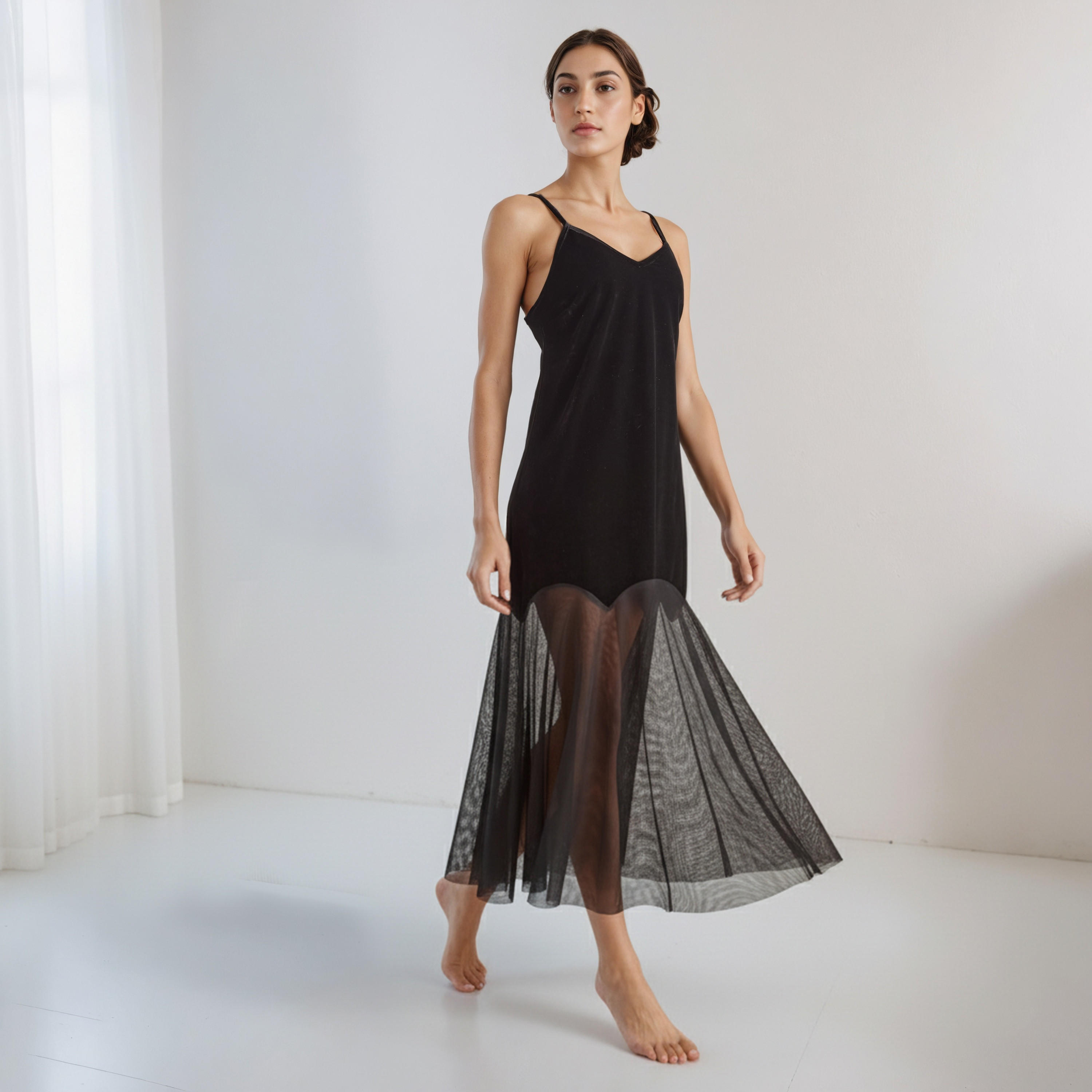 Nighty Polyester Blend with V-neck-women-clothing-nightwear-nighties-image-1