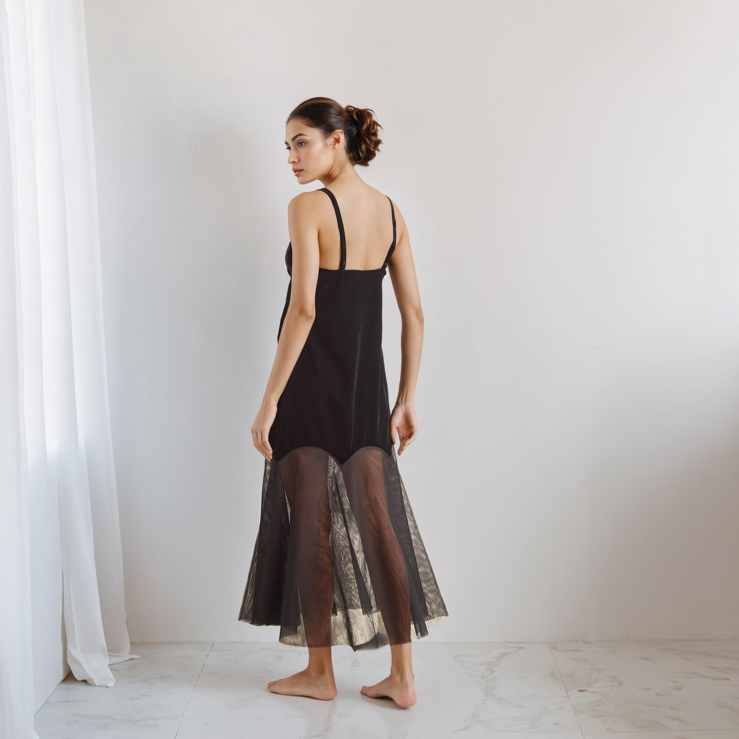 Nighty Polyester Blend with V-neck-women-clothing-nightwear-nighties-image-2