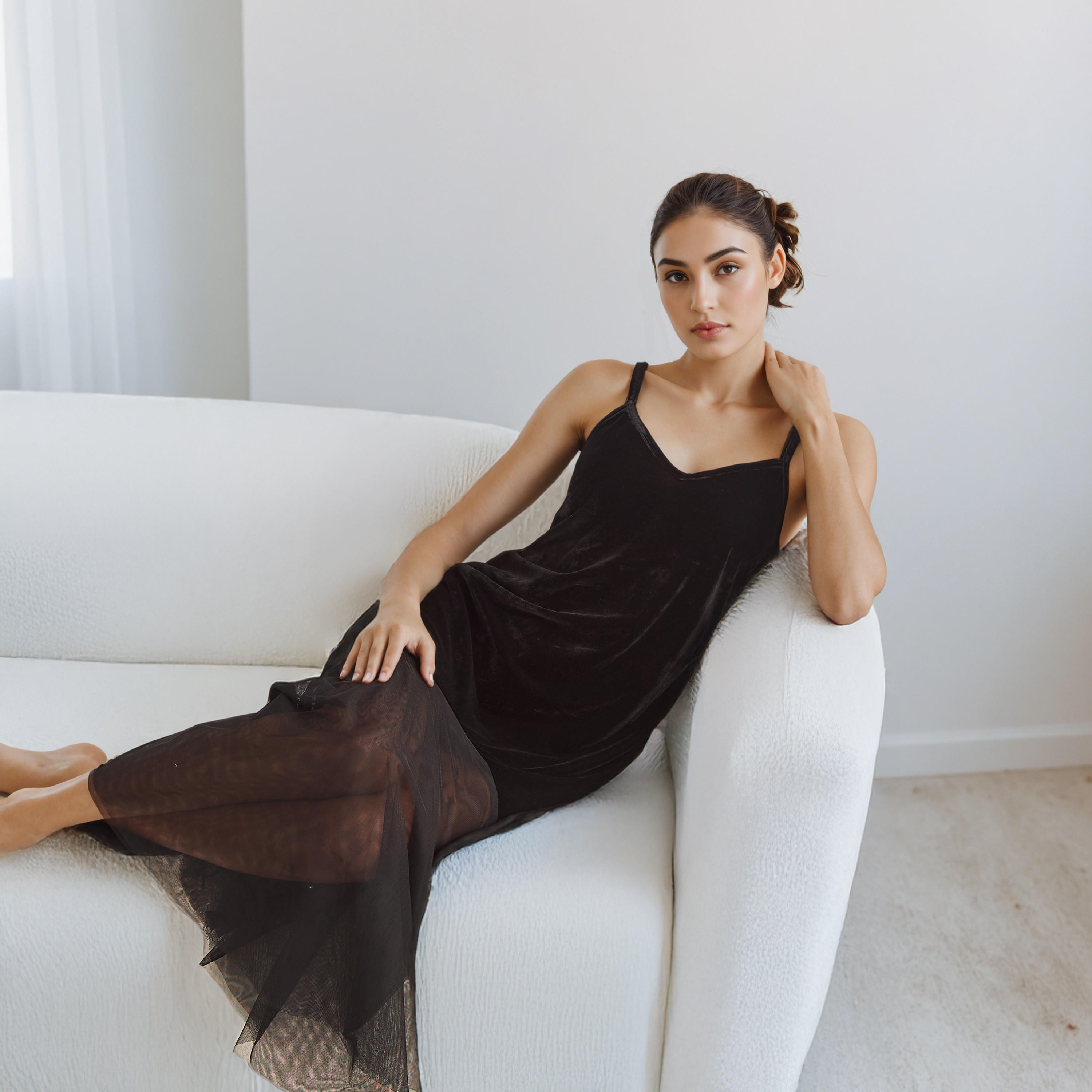 Nighty Polyester Blend with V-neck-women-clothing-nightwear-nighties-image-5