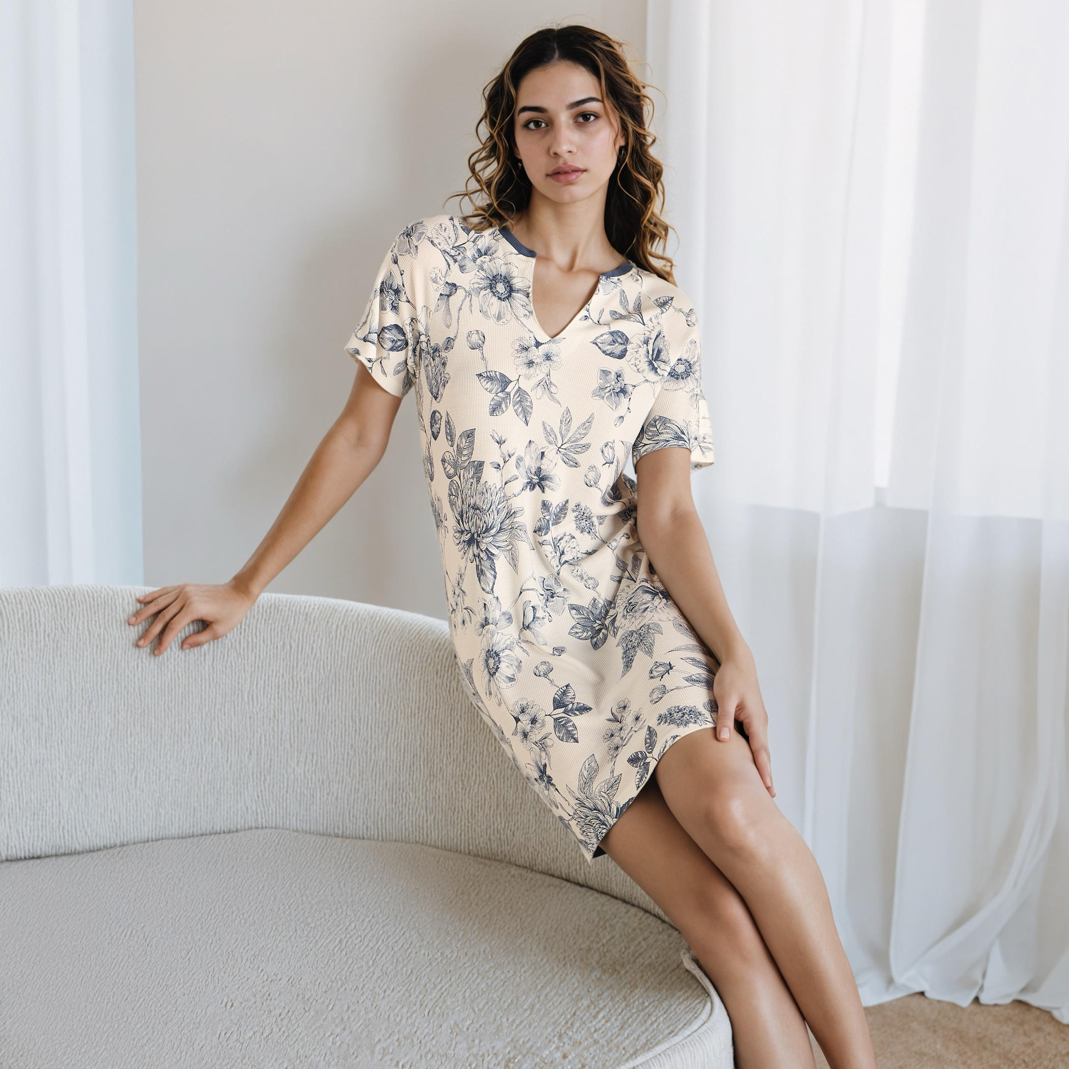 Floral Print Night Dress-women-clothing-nightwear-nighties-image-2