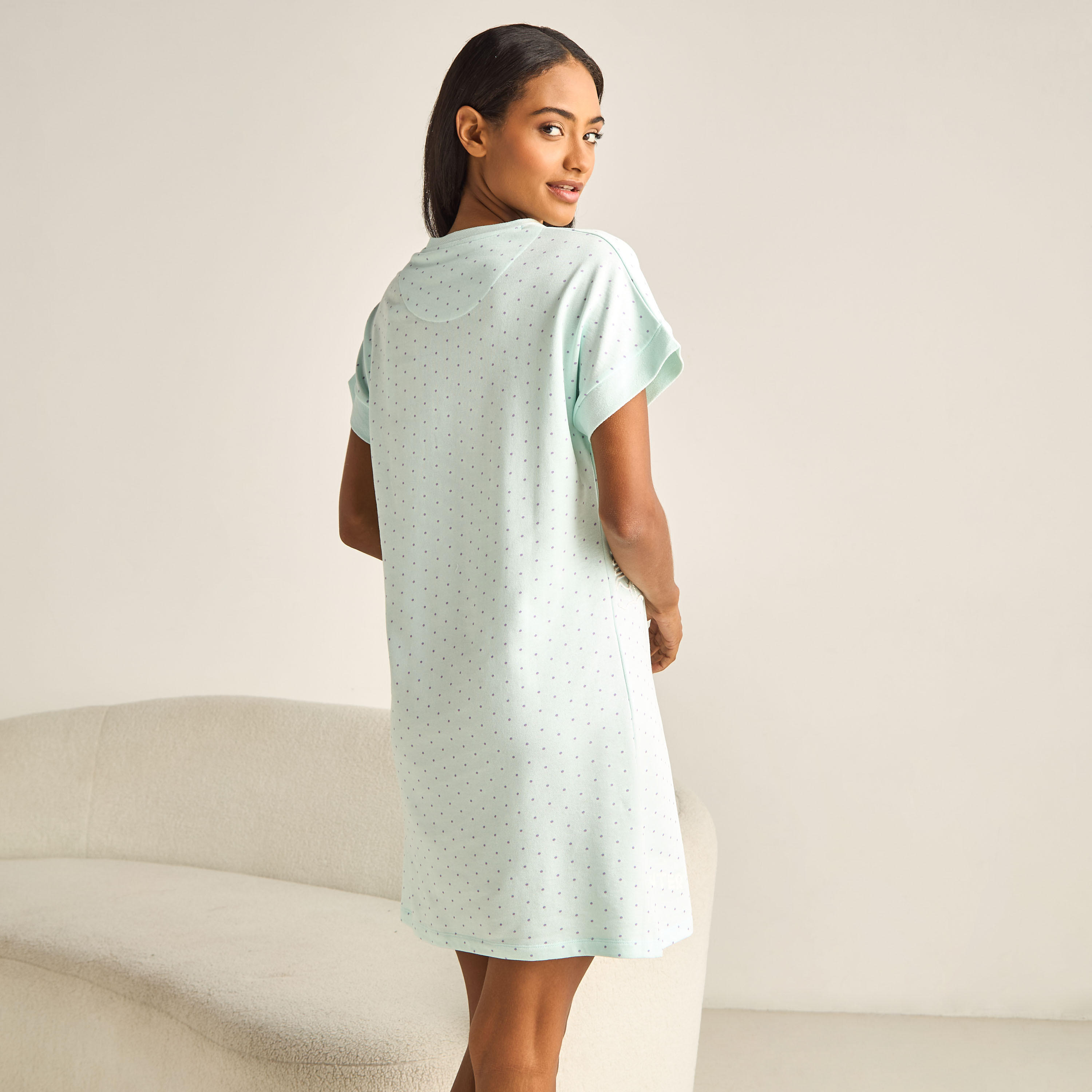 Stitch Print Nighty Cotton with Crew Neck-women-clothing-nightwear-nighties-image-4