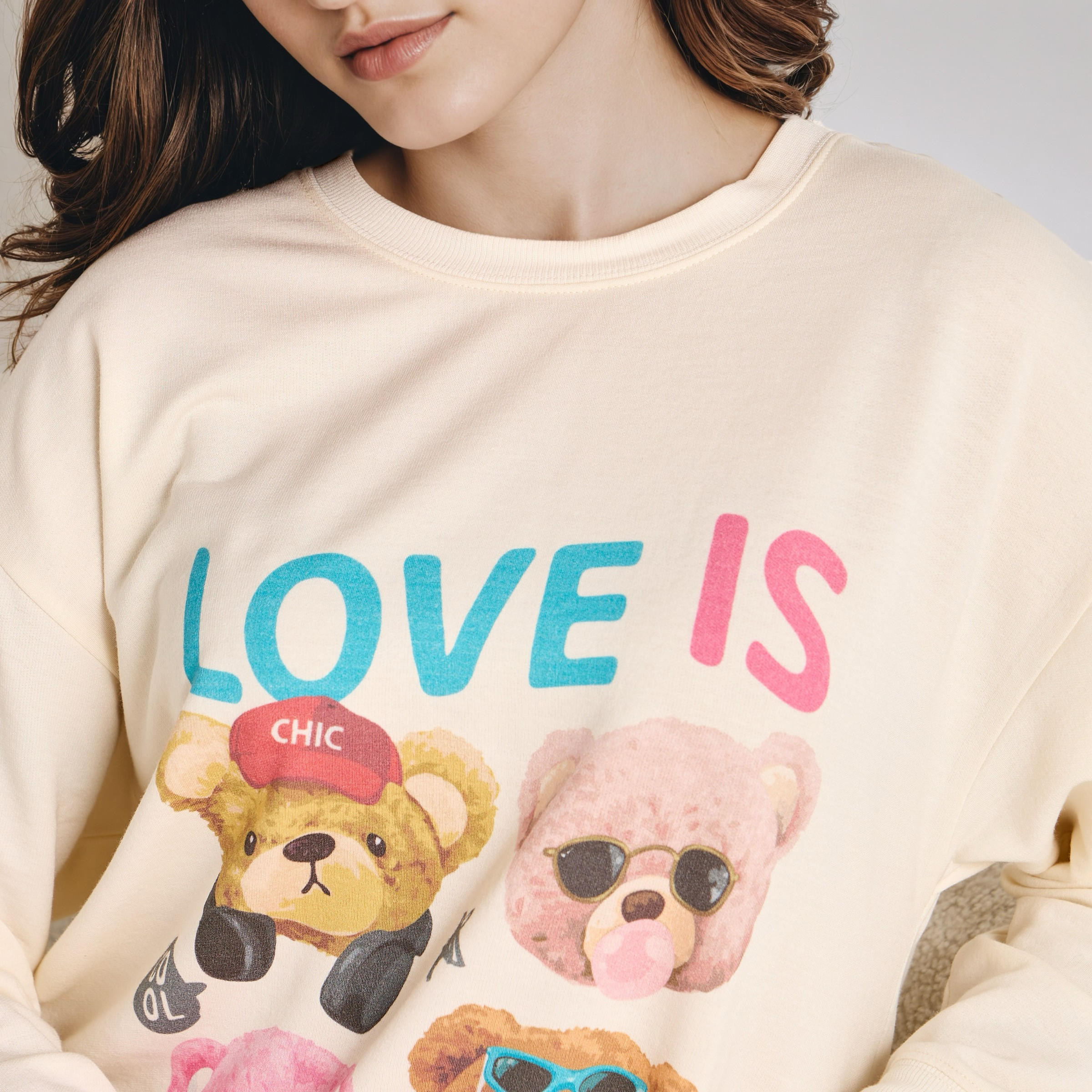 Mermaid Bear Print Sleepshirt with Long Sleeves-women-clothing-nightwear-nighties-image-5