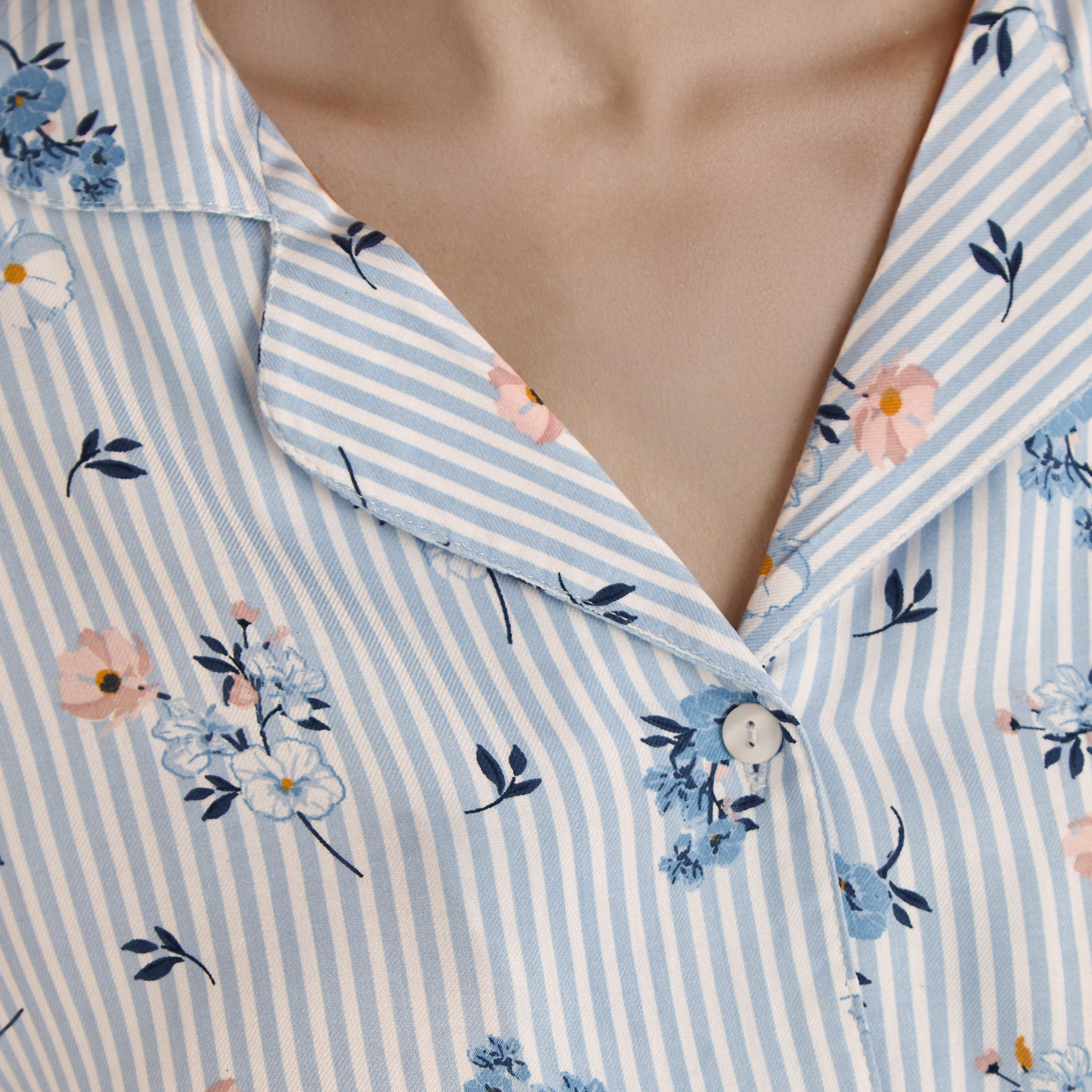 قناع عين وطقم بيجاما بطبعات زهور-women-clothing-nightwear-pyjamas-longsets-image-1