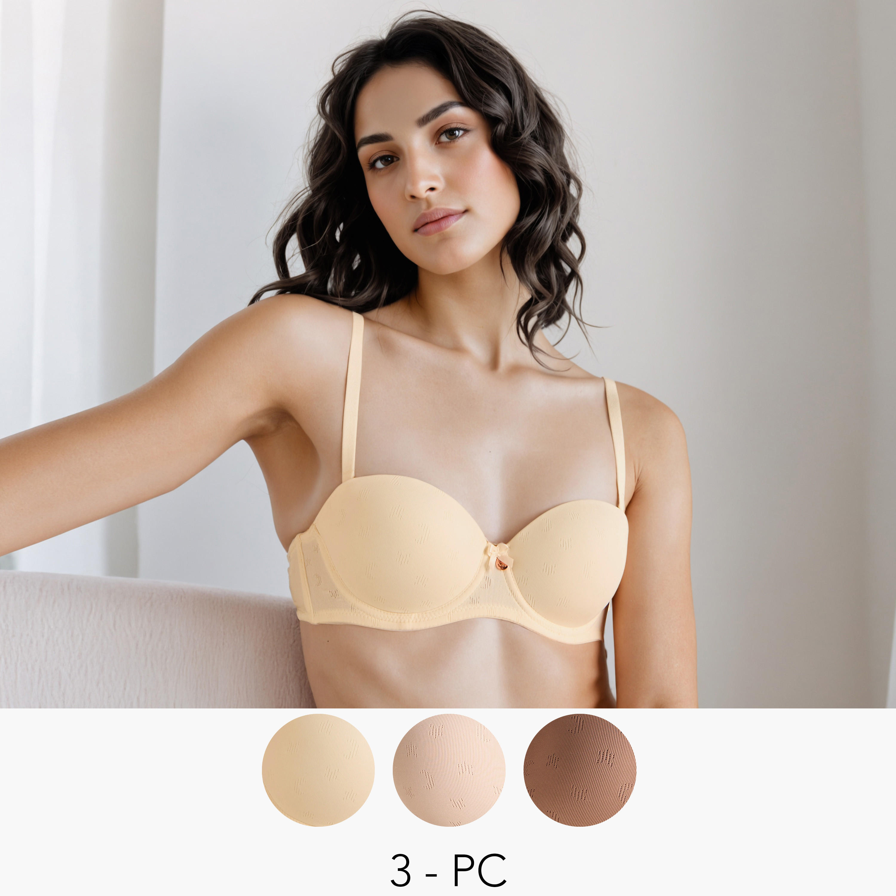 Set of 3 - Balconette Bra with Bow Accent-women-clothing-lingerie-bras-image-1