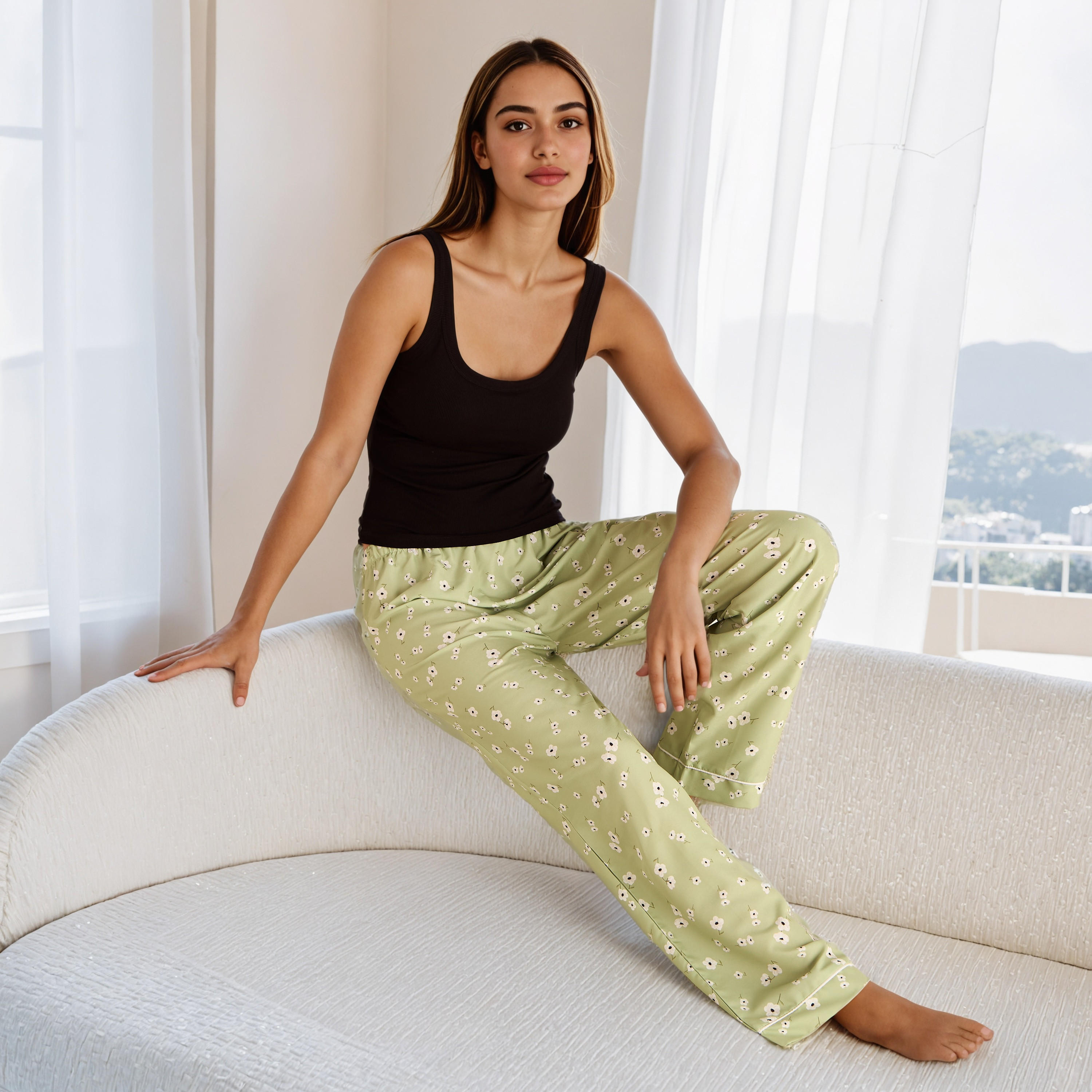 بلوزة تانك مضلعة لتشكيل الجسم دون أكمام بياقة عميقة-women-clothing-tshirts-image-2