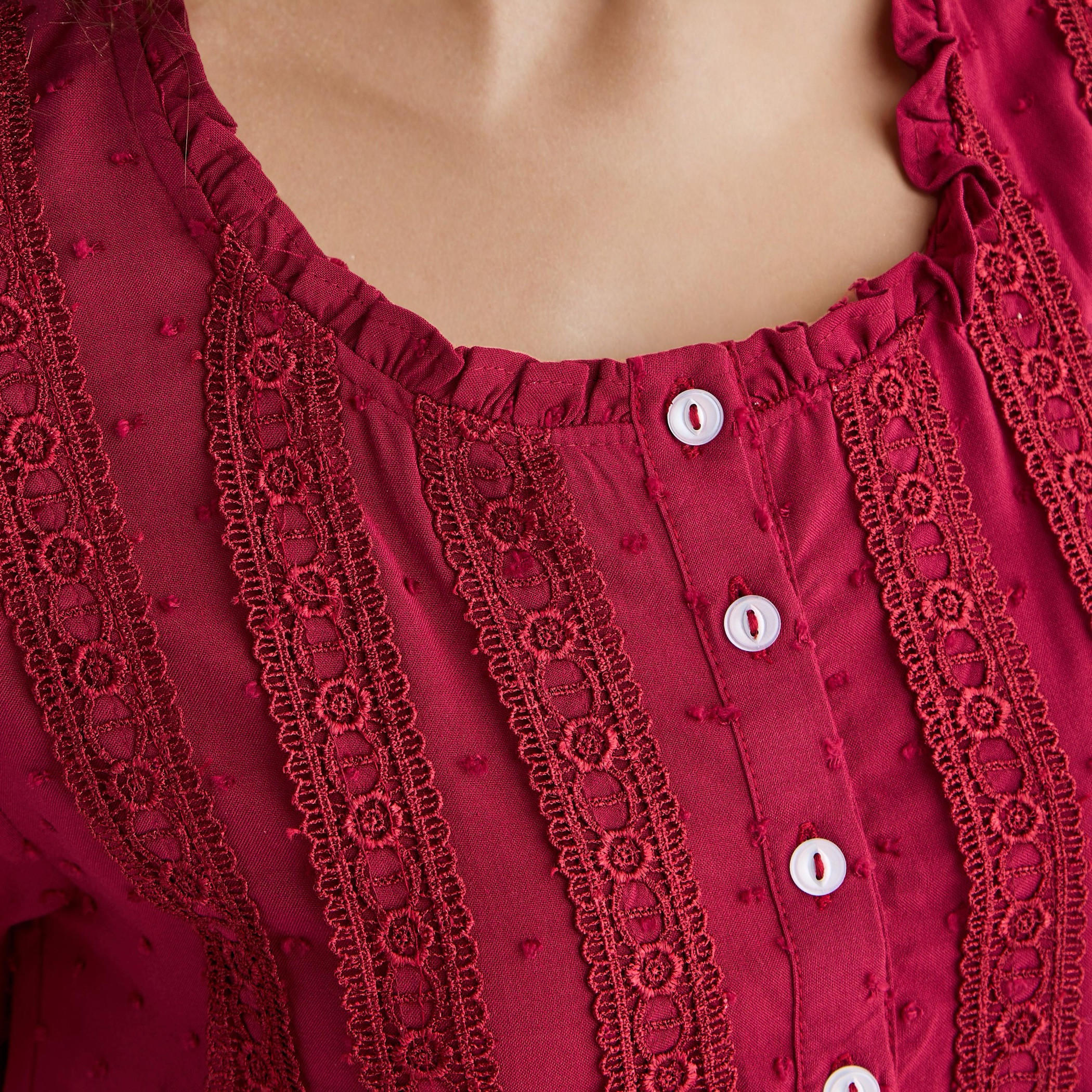 Night Dress Short Sleeves with Lace Detail-women-clothing-nightwear-nighties-image-5