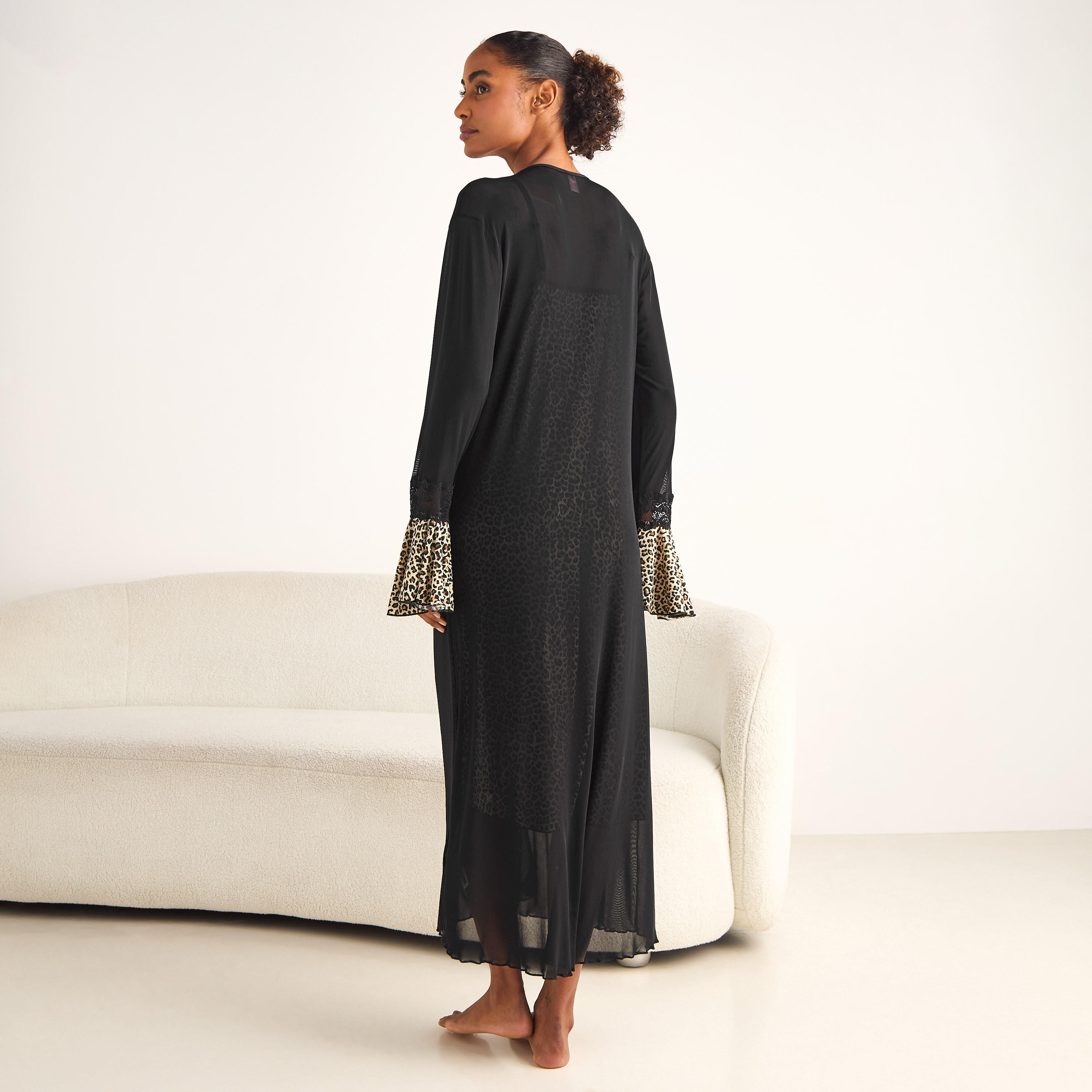 Nighty Midi Length with Plunge Neckline and Robe-women-clothing-nightwear-nighties-image-3