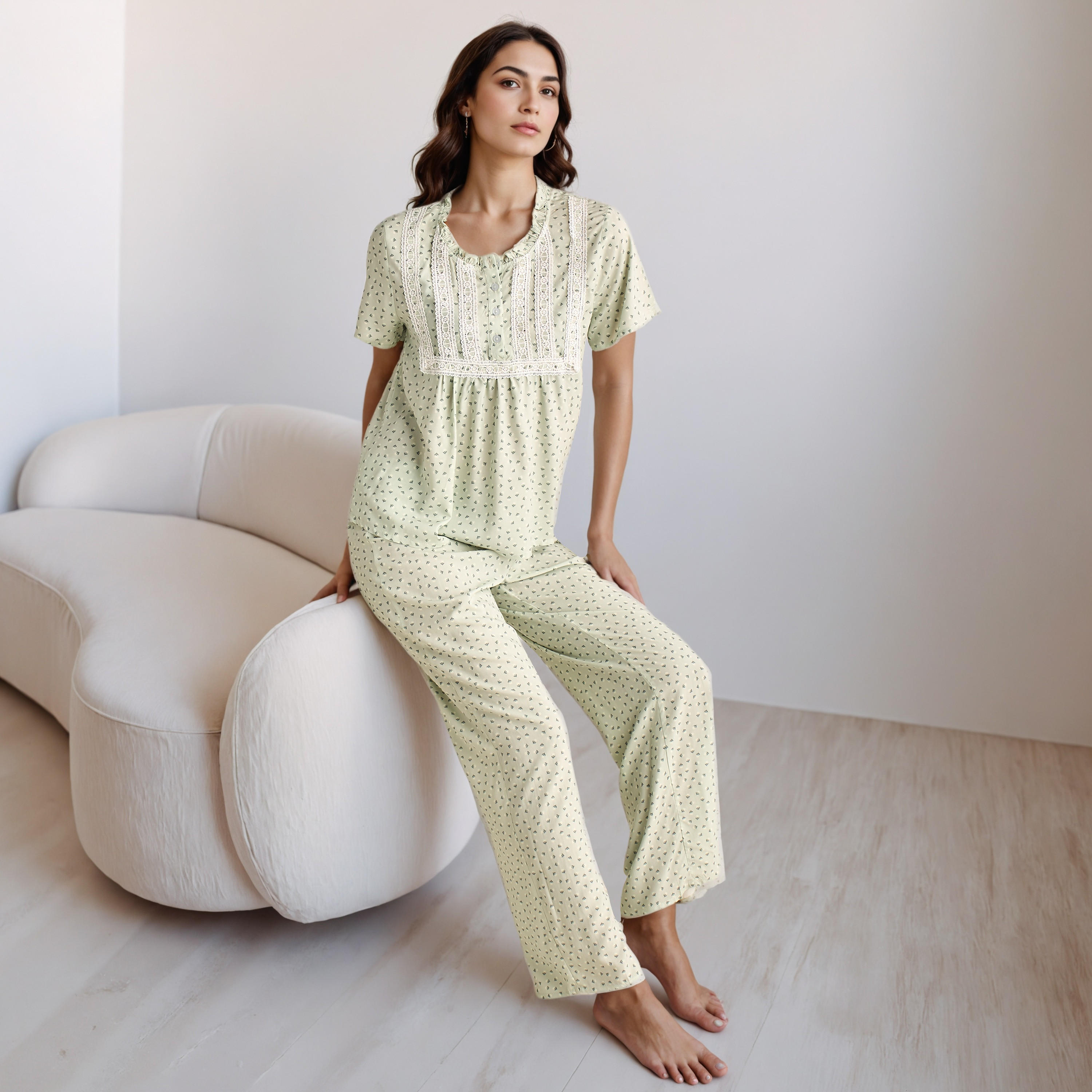 طقم بيجاما رايون بلوزة وبنطلون-women-clothing-nightwear-pyjamas-longsets-image-6
