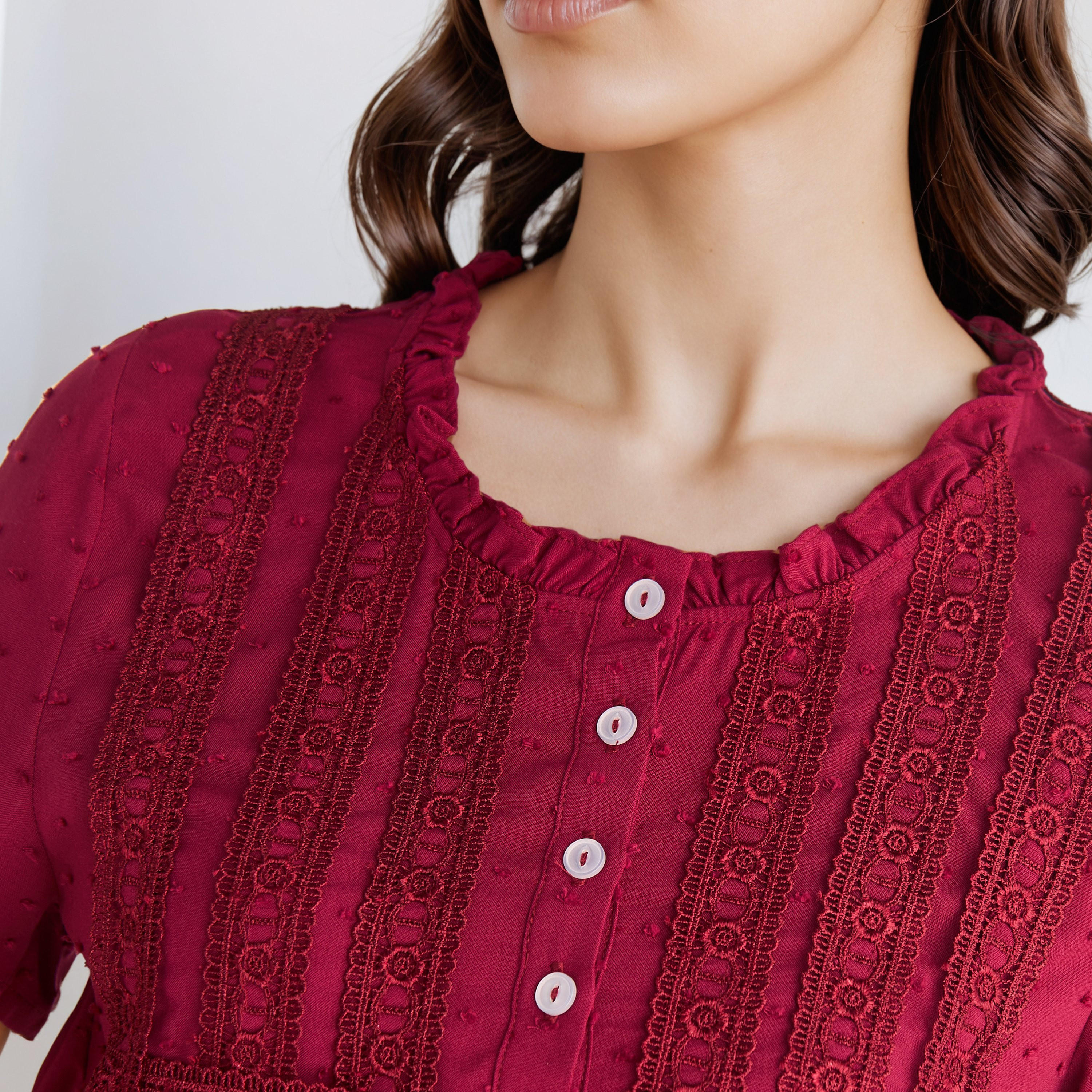 طقم بيجاما رايون بلوزة بأزرار وبنطلون-women-clothing-nightwear-pyjamas-longsets-image-5