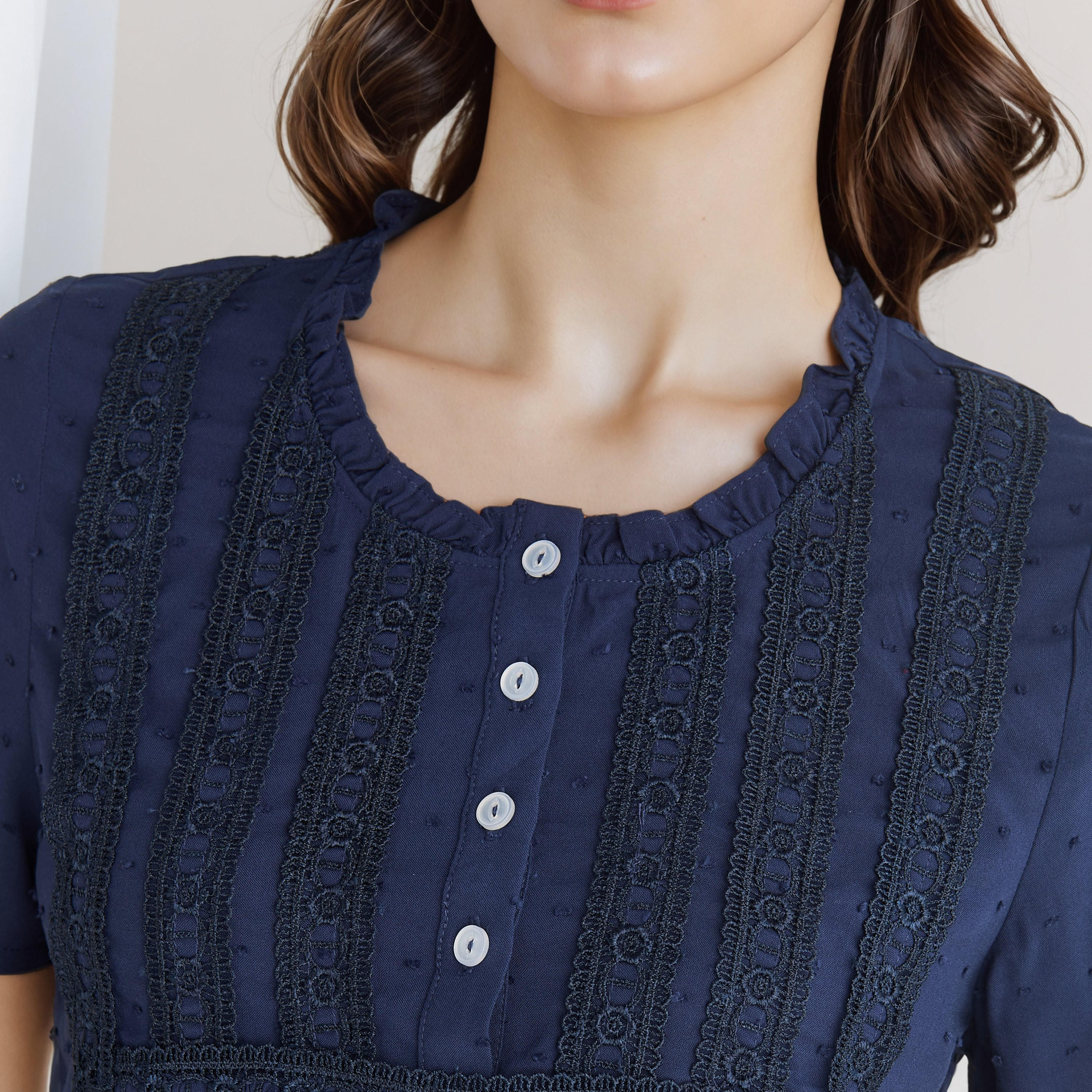 طقم بيجاما رايون بلوزة بأزرار وبنطلون-women-clothing-nightwear-pyjamas-longsets-image-6