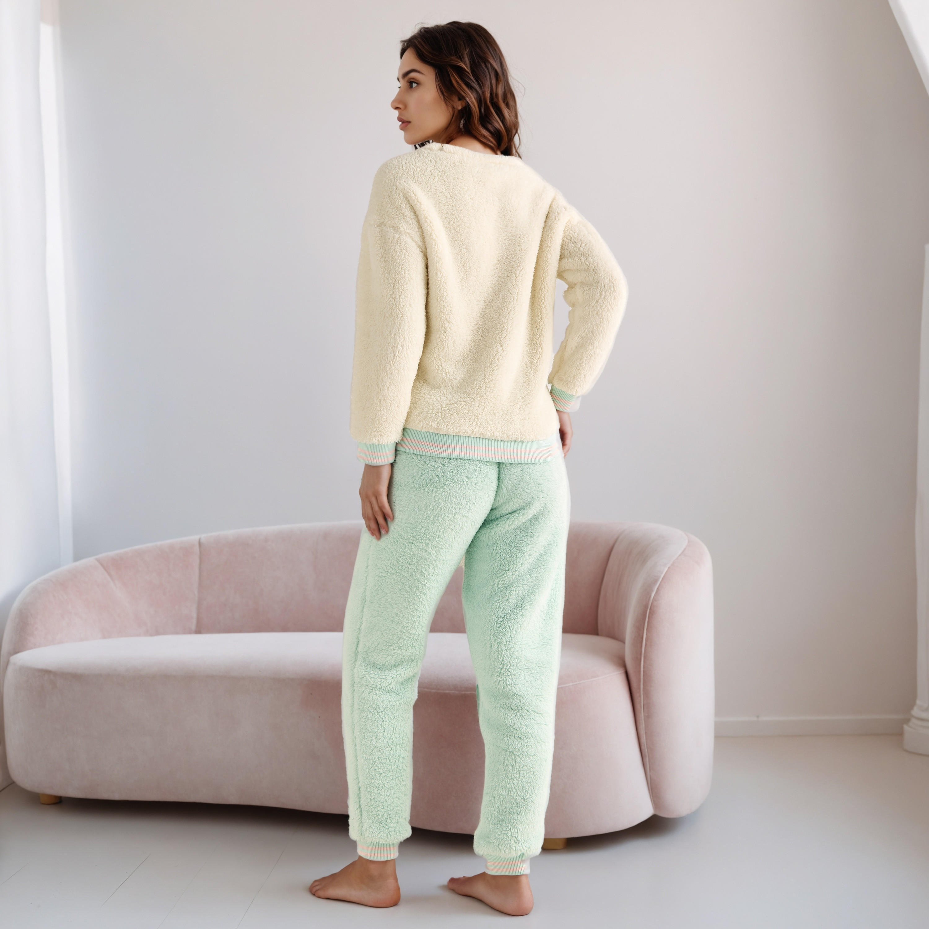 Pyjama Set Stitch Embroidered T-shirt & Trousers-women-clothing-nightwear-pyjamas-longsets-image-3