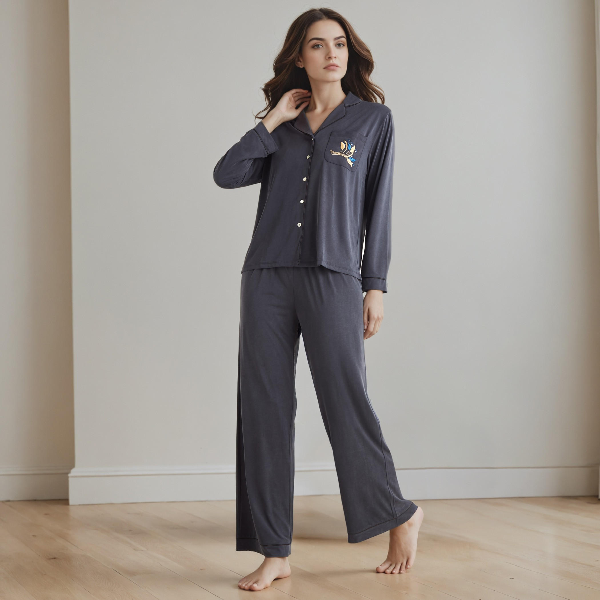 Embroidered Pyjama Set-women-clothing-nightwear-pyjamas-longsets-image-1