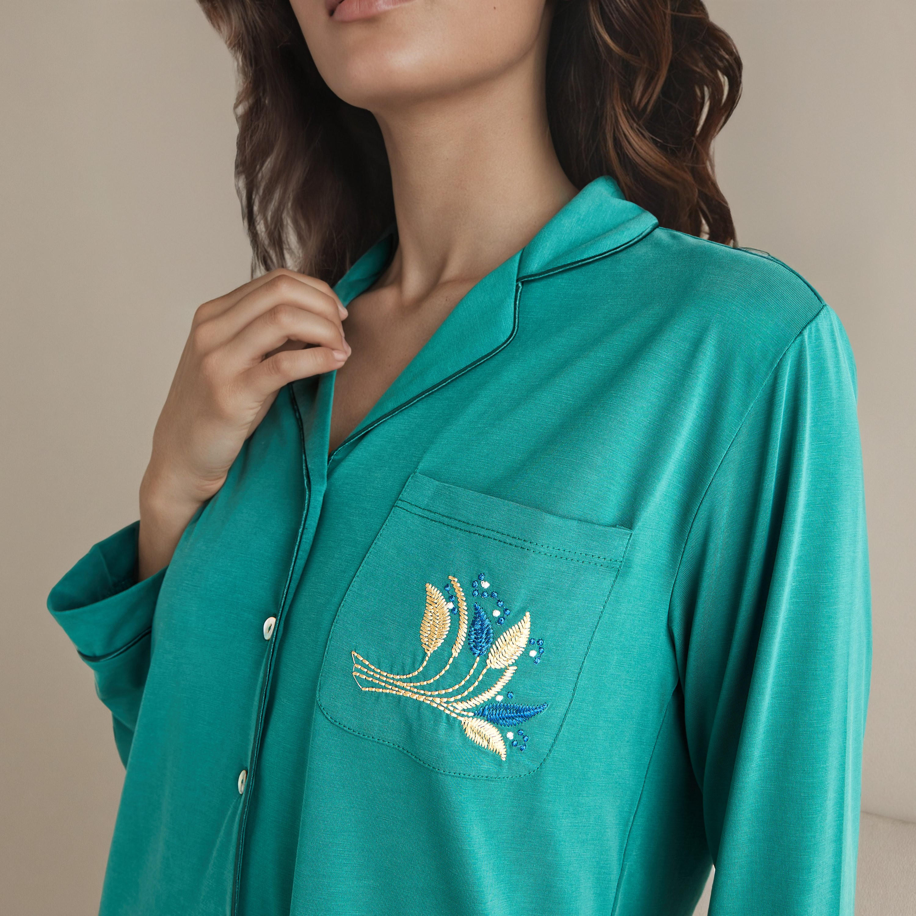 Embroidered Pyjama Set-women-clothing-nightwear-pyjamas-longsets-image-5