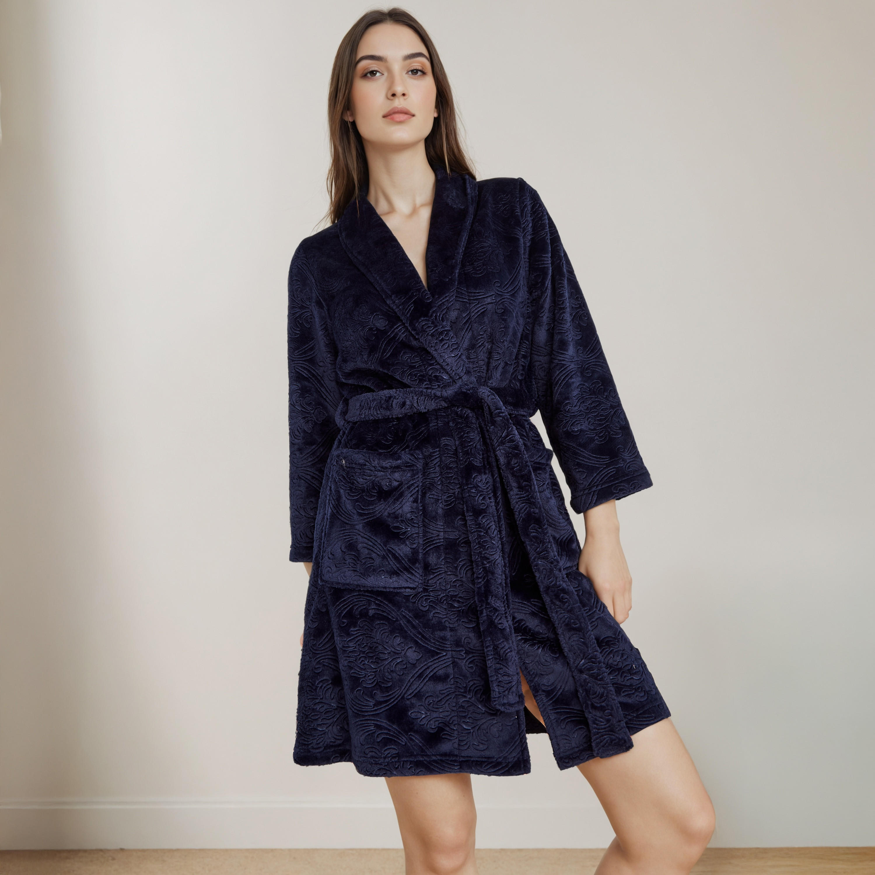 روب نوم جاكار فاخر مع شبشب غرفة النوم-women-clothing-nightwear-robes-image-5