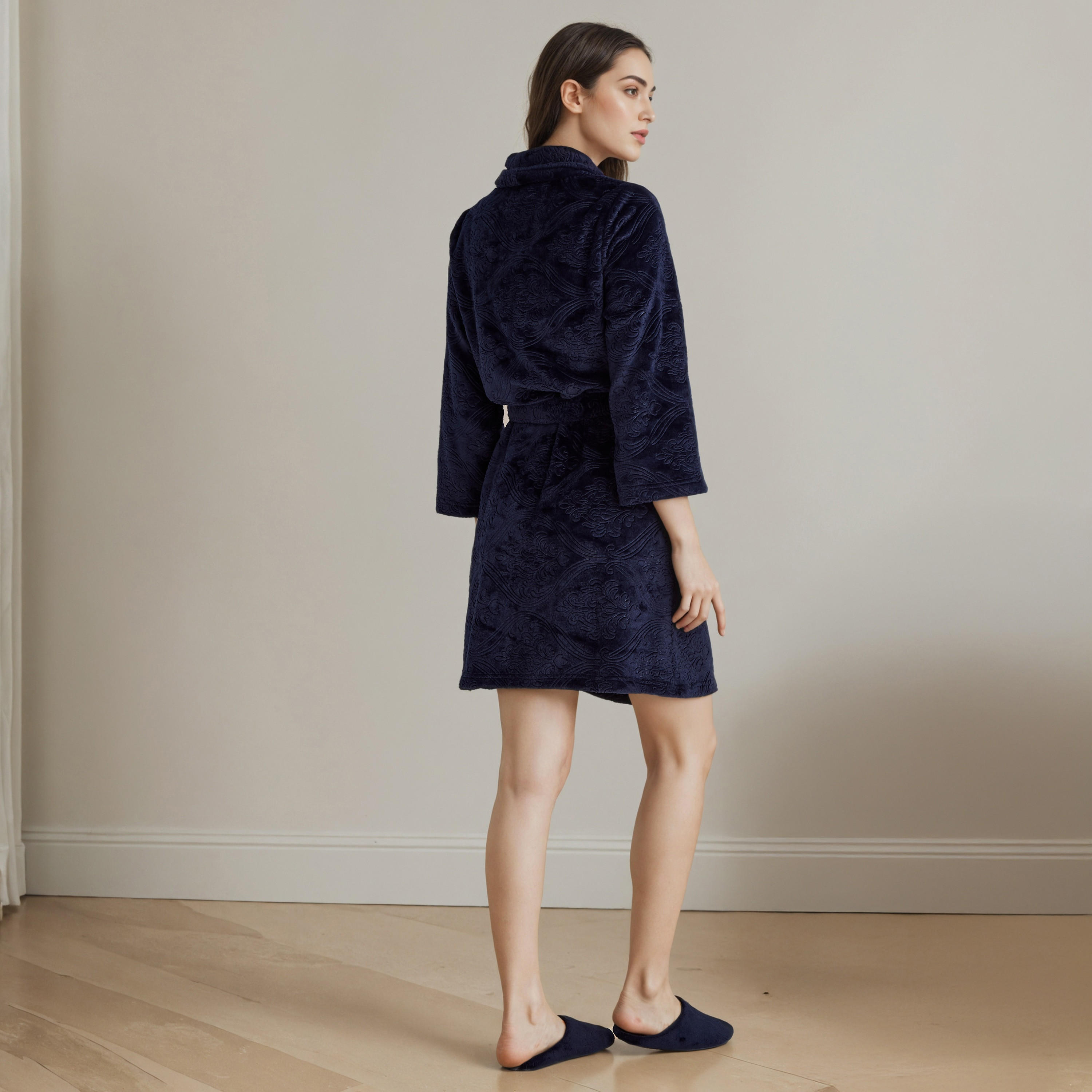 روب نوم جاكار فاخر مع شبشب غرفة النوم-women-clothing-nightwear-robes-image-4