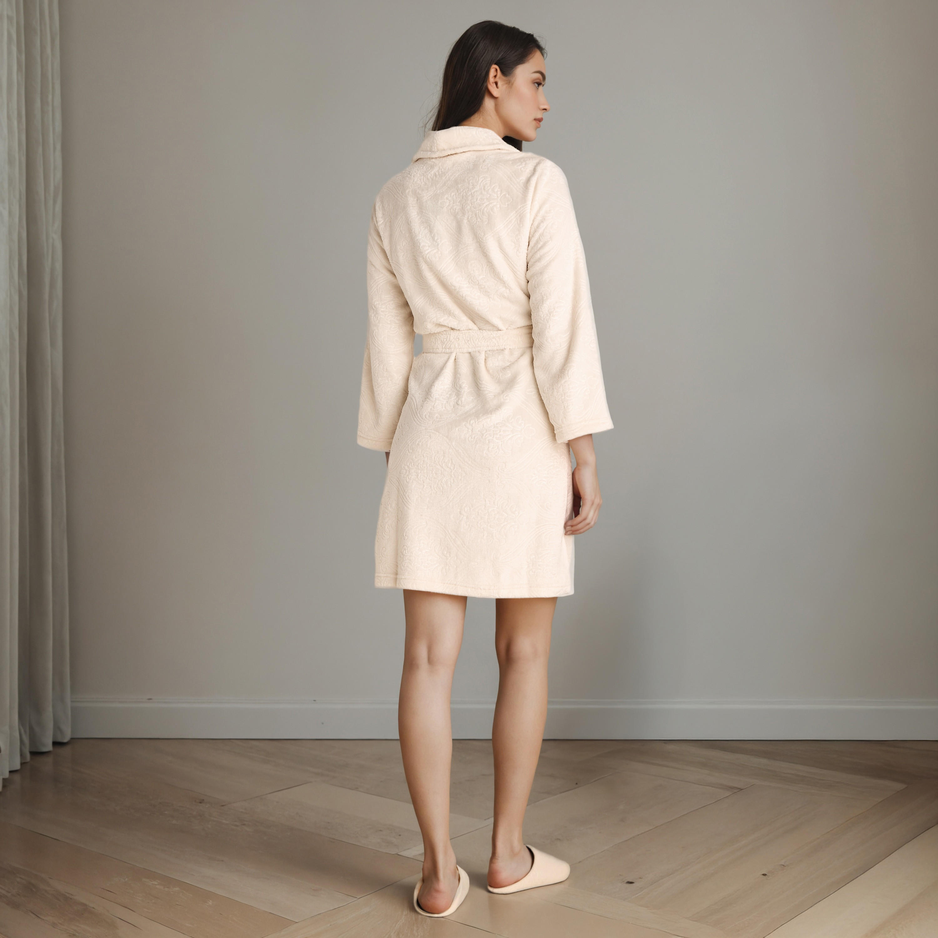 روب نوم جاكار فاخر مع شبشب غرفة النوم-women-clothing-nightwear-robes-image-3
